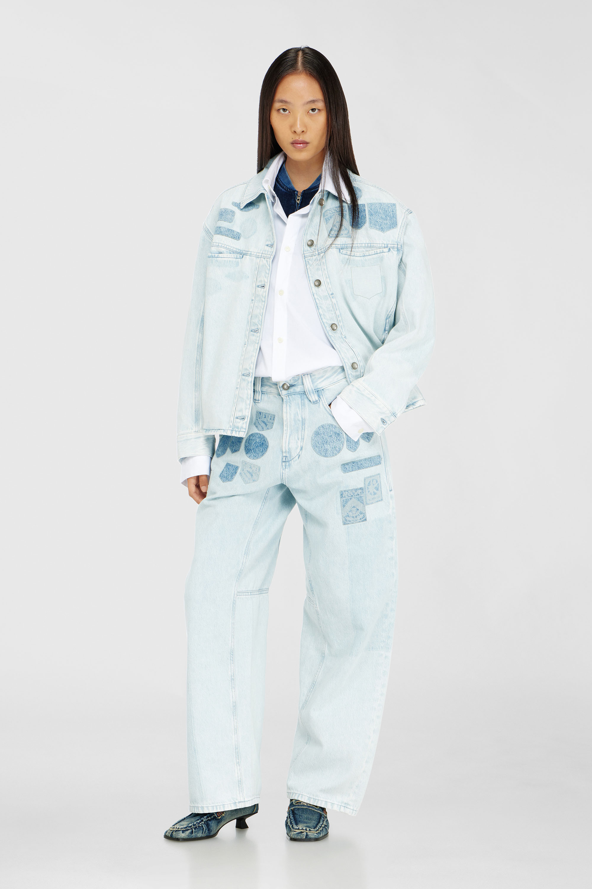 Diesel - D-RYMAVO-S, Chemise en denim effet patch Mixte in Bleu - 7