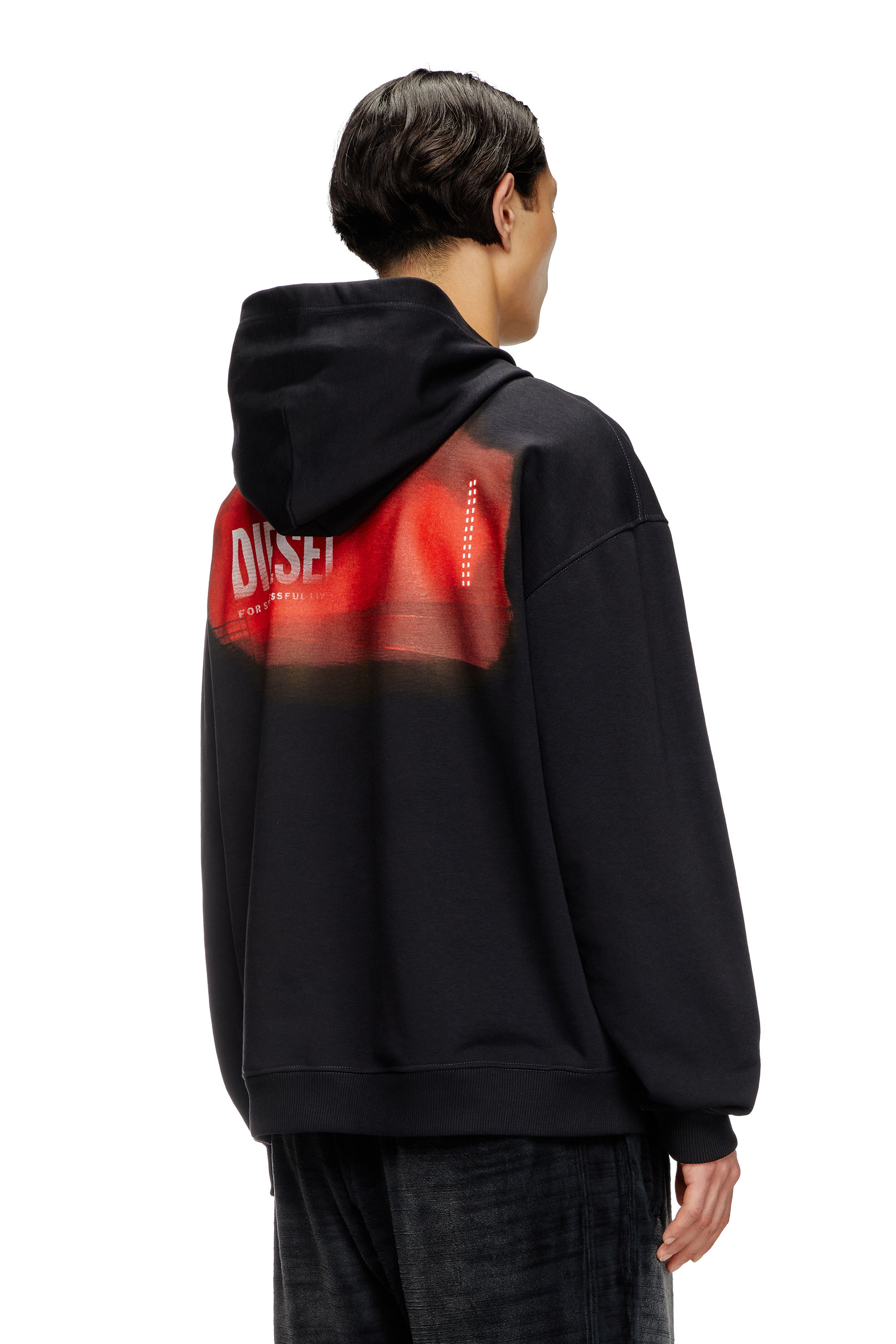 Diesel - S-BOXT-HOOD-R11, Sweat-shirt à capuche avec imprimé du défilé Homme in Noir - 4