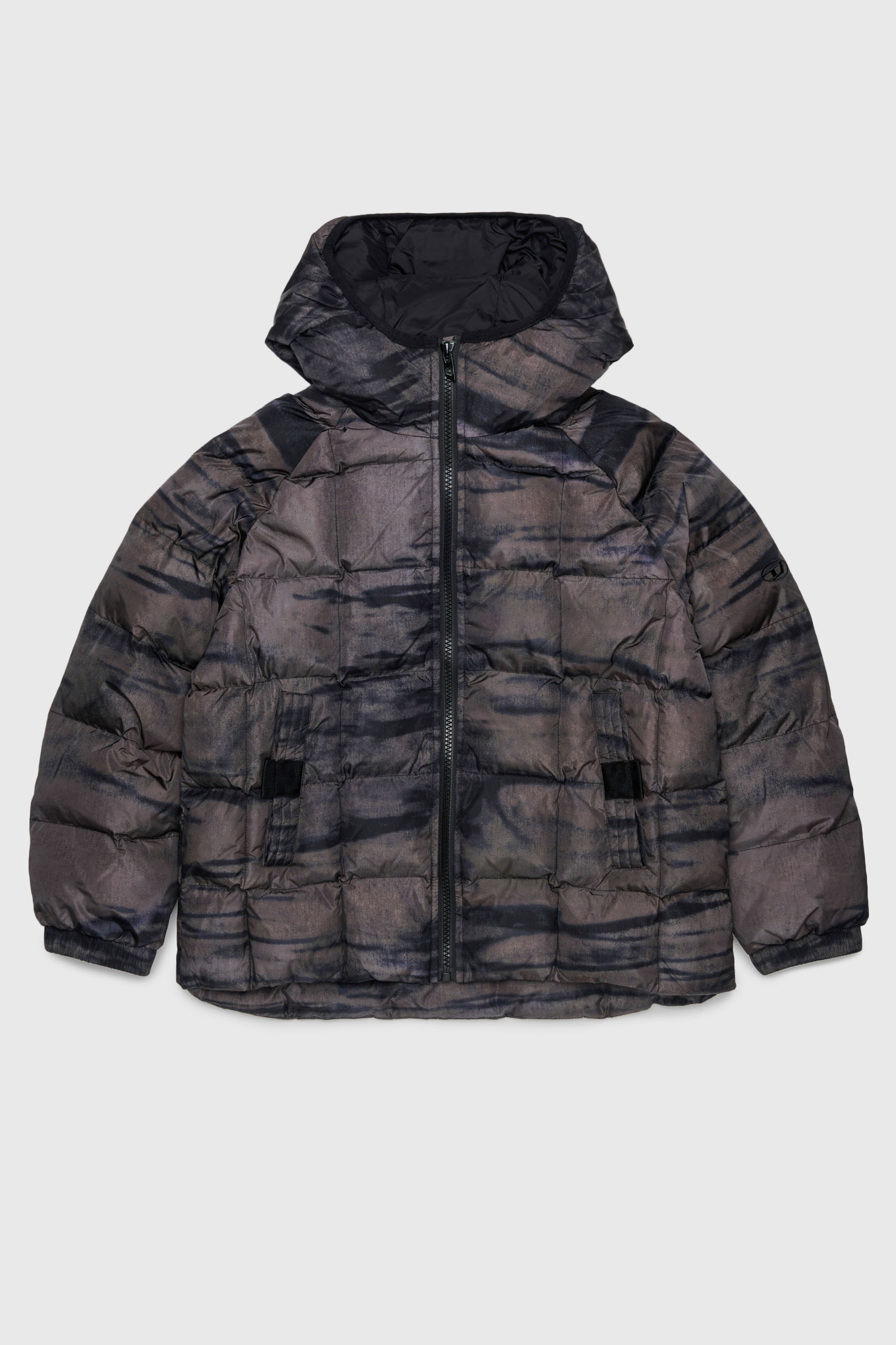 Diesel - JDEN, Doudoune avec imprim&eacute; graphique effet stri&eacute; Homme in Vert - 1