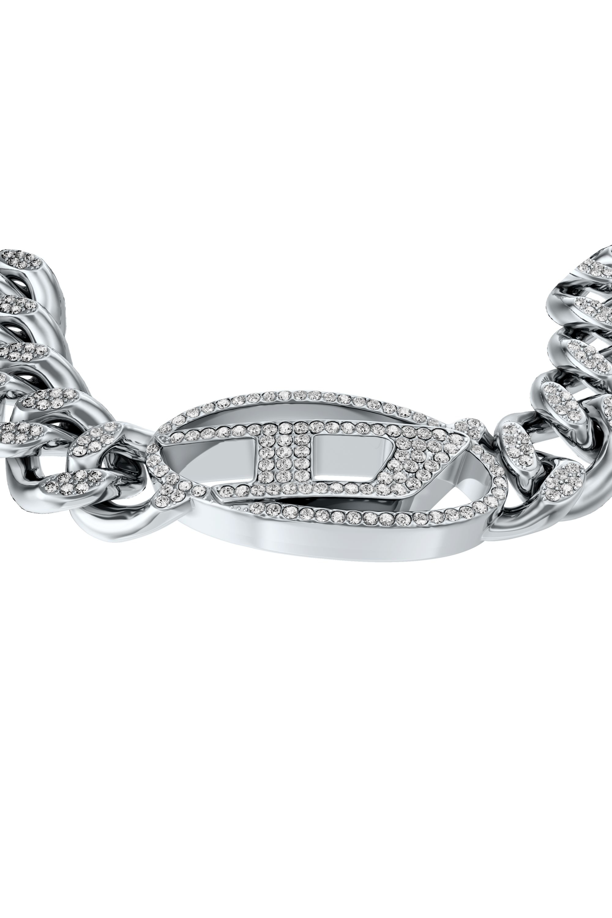 Diesel - DX1707040 JEWELLERY, Bracelet cha&icirc;ne en acier inoxydable oval D avec glitz Mixte in Gris argent&eacute; - 2
