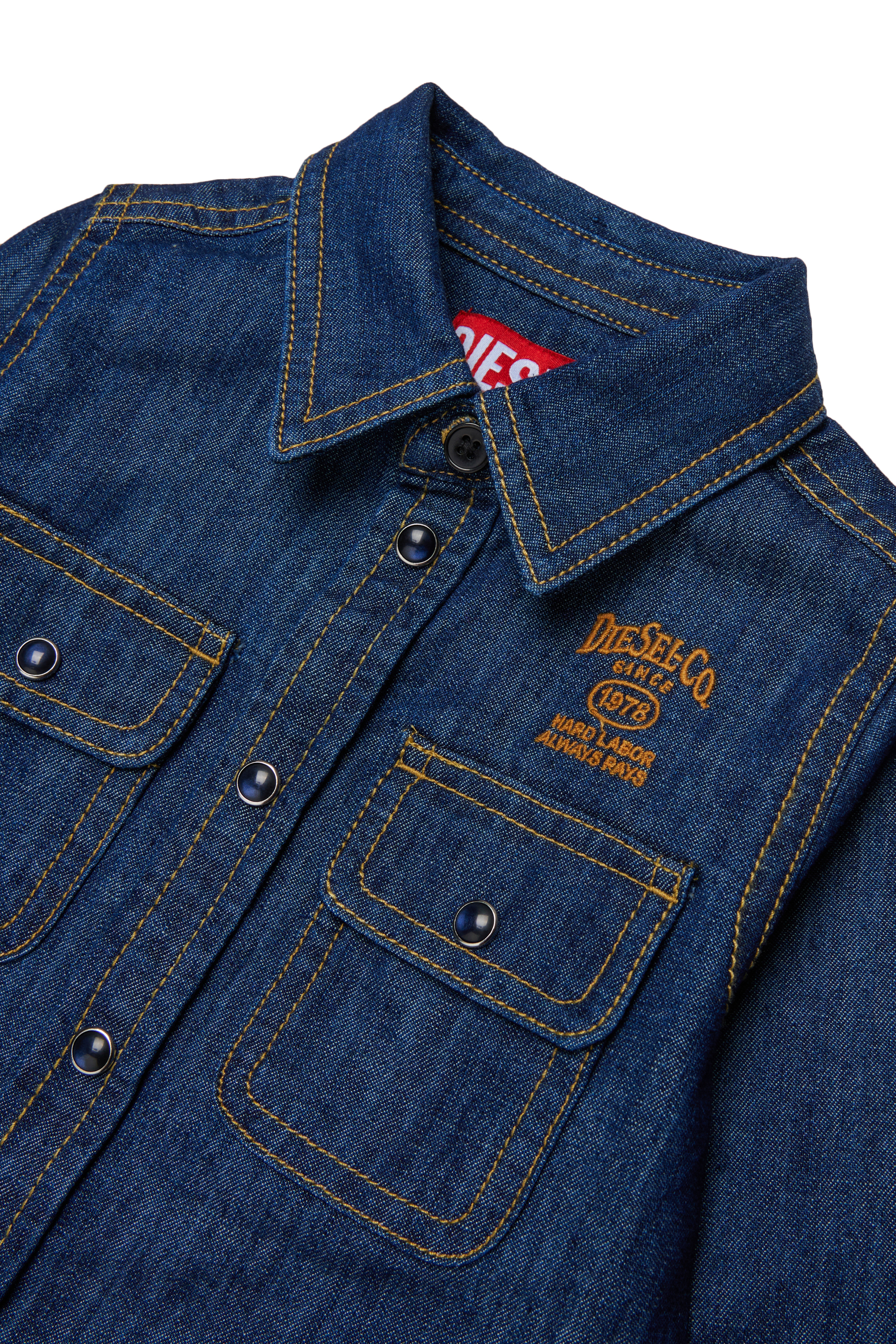 Diesel - CARTOB, Chemise en denim avec broderie logo Homme in Bleu - 3