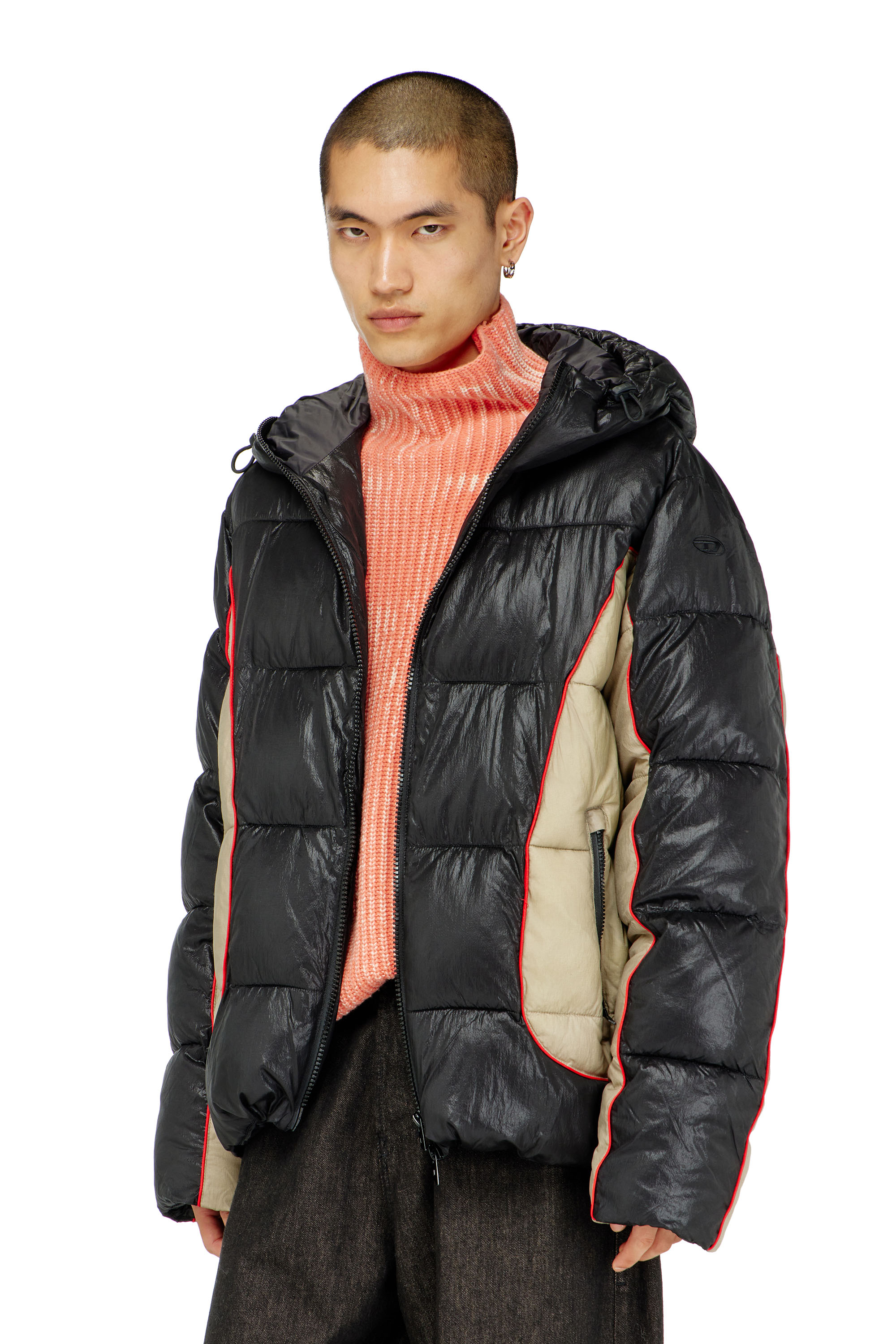 Diesel - W-OSTEND, Veste doudoune &agrave; capuche en ripstop brillant Homme in Polychrome - 3
