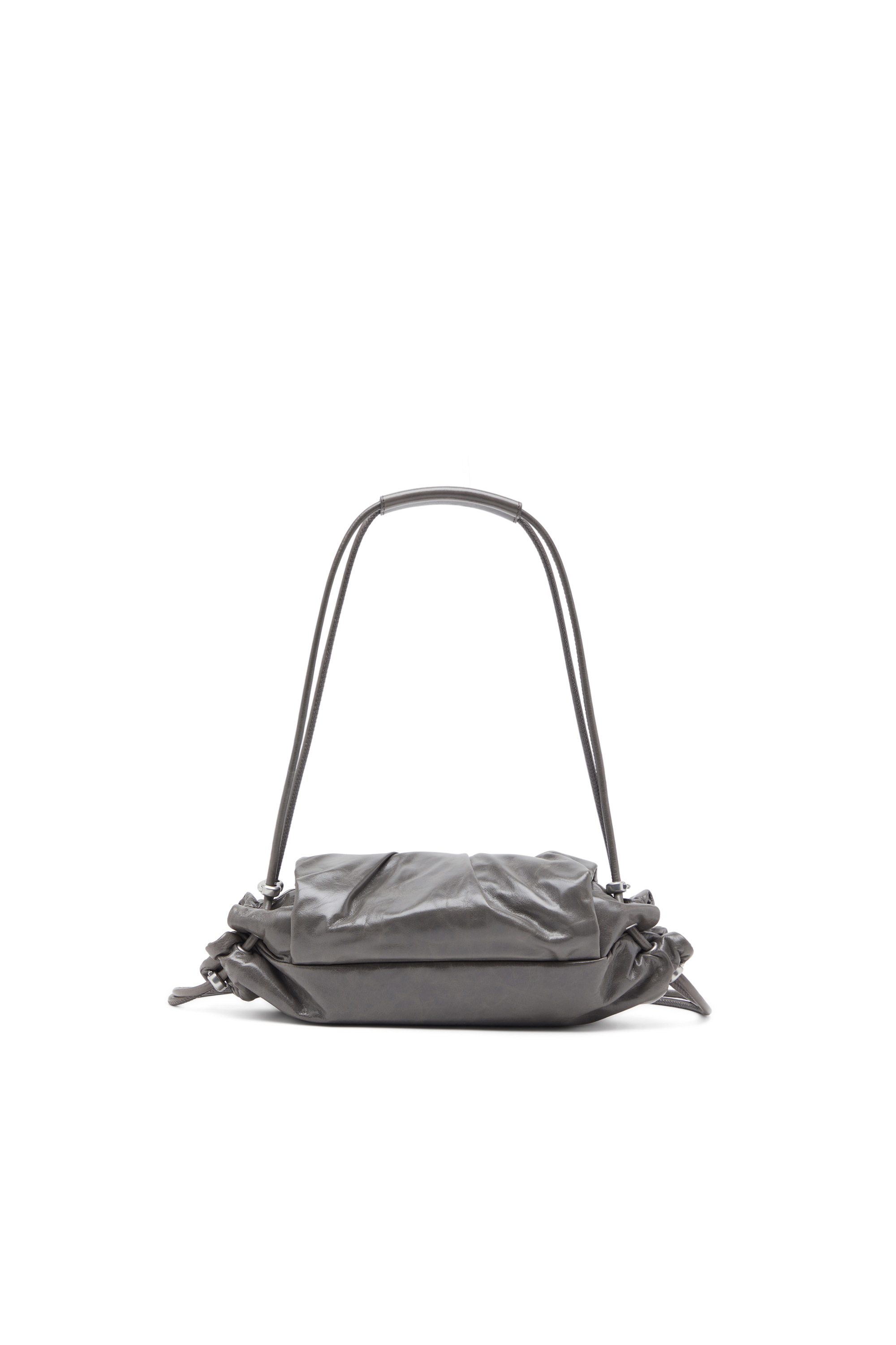 Diesel - SCRUNCH-D SHOULDER S, Scrunch-D S-Sac à bandoulière en cuir froissé Femme in Gris - 2
