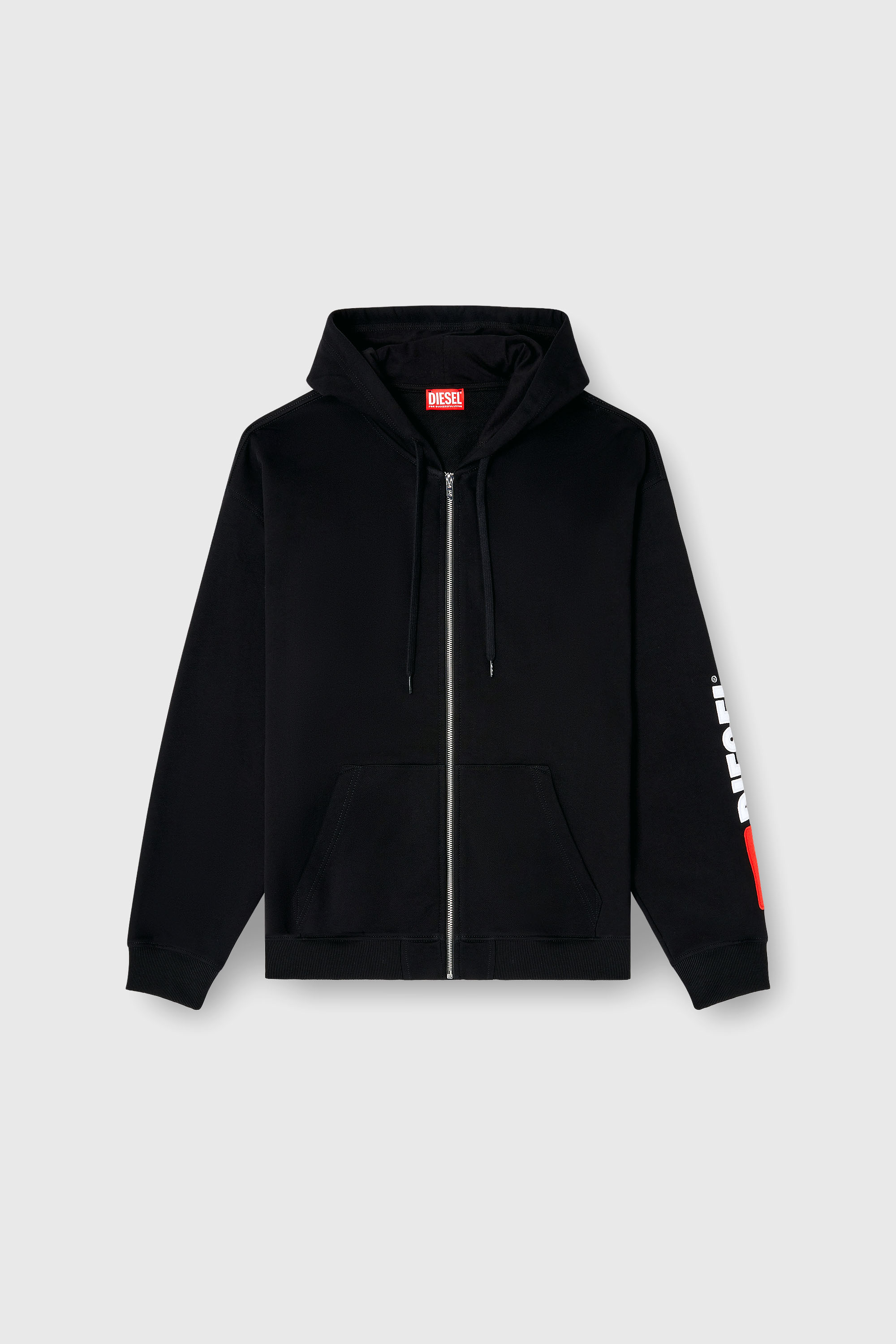 Diesel - S-BOXT-ZIP-HOOD-DIV, Sweat &agrave; capuche avec logo brod&eacute; Homme in Noir - 2