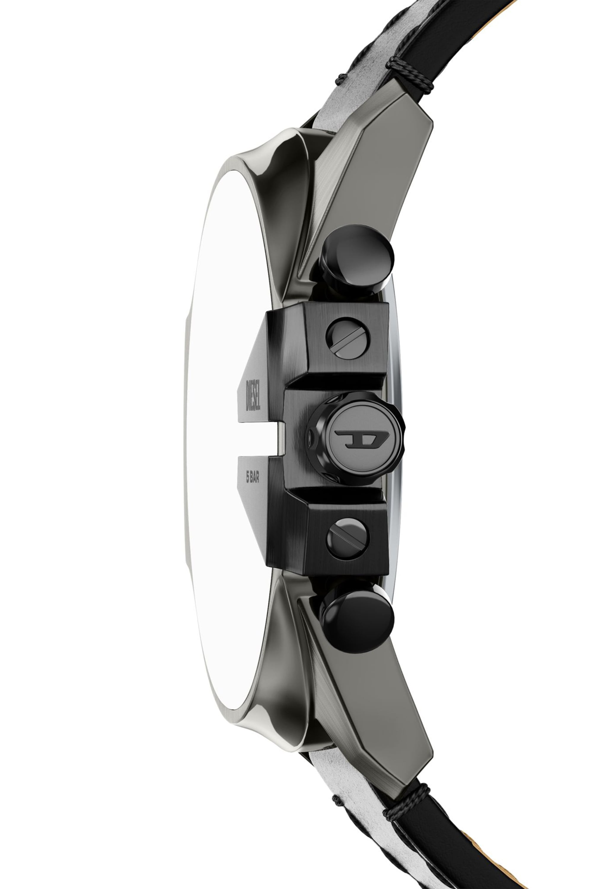Diesel - DZ4714 WATCH, Montre Mega Chief Slim en cuir noir Homme in Noir - 3
