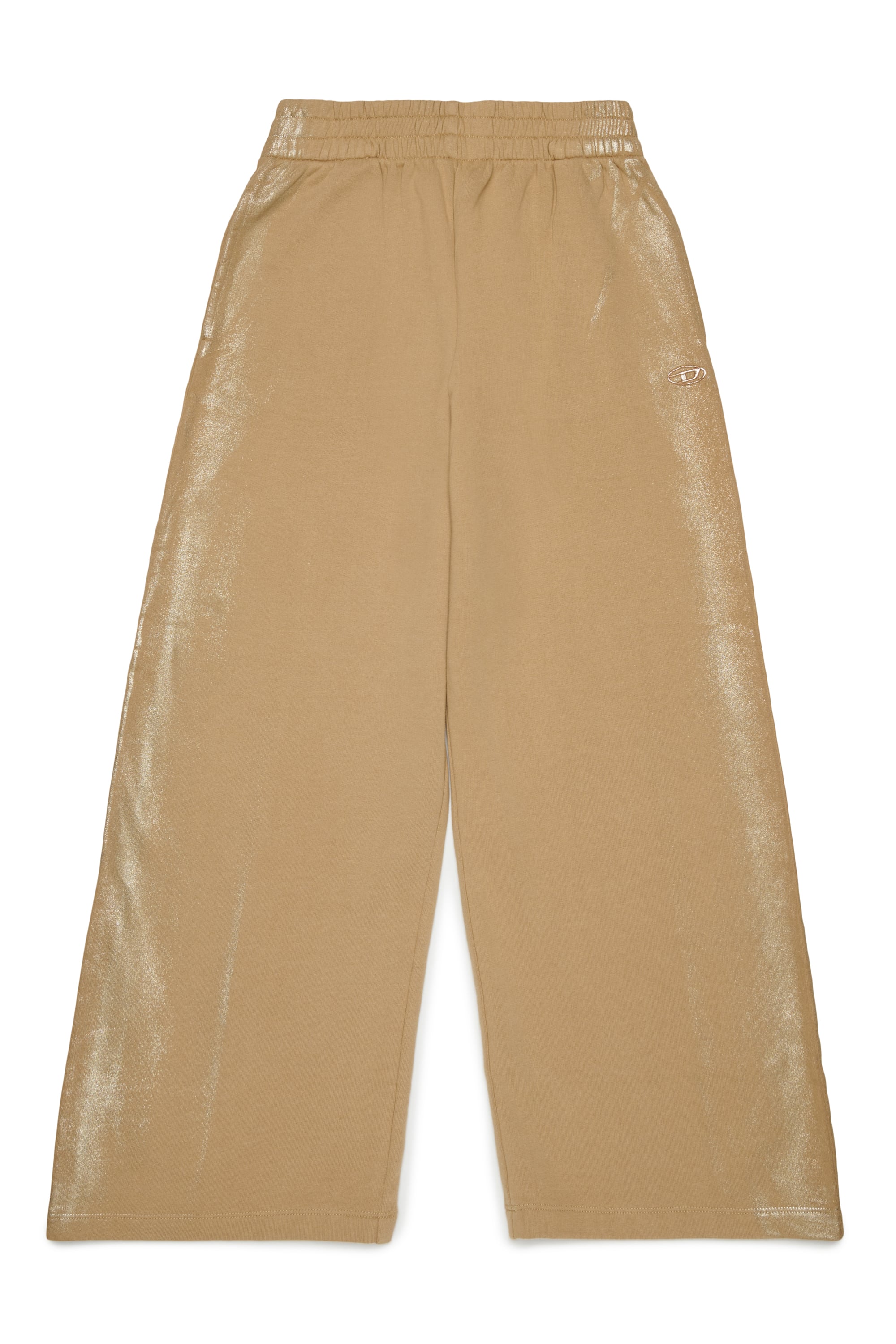 Diesel - PAELIC, Pantalon sweat wide leg effet m&eacute;tallis&eacute; Femme in Marron - 1