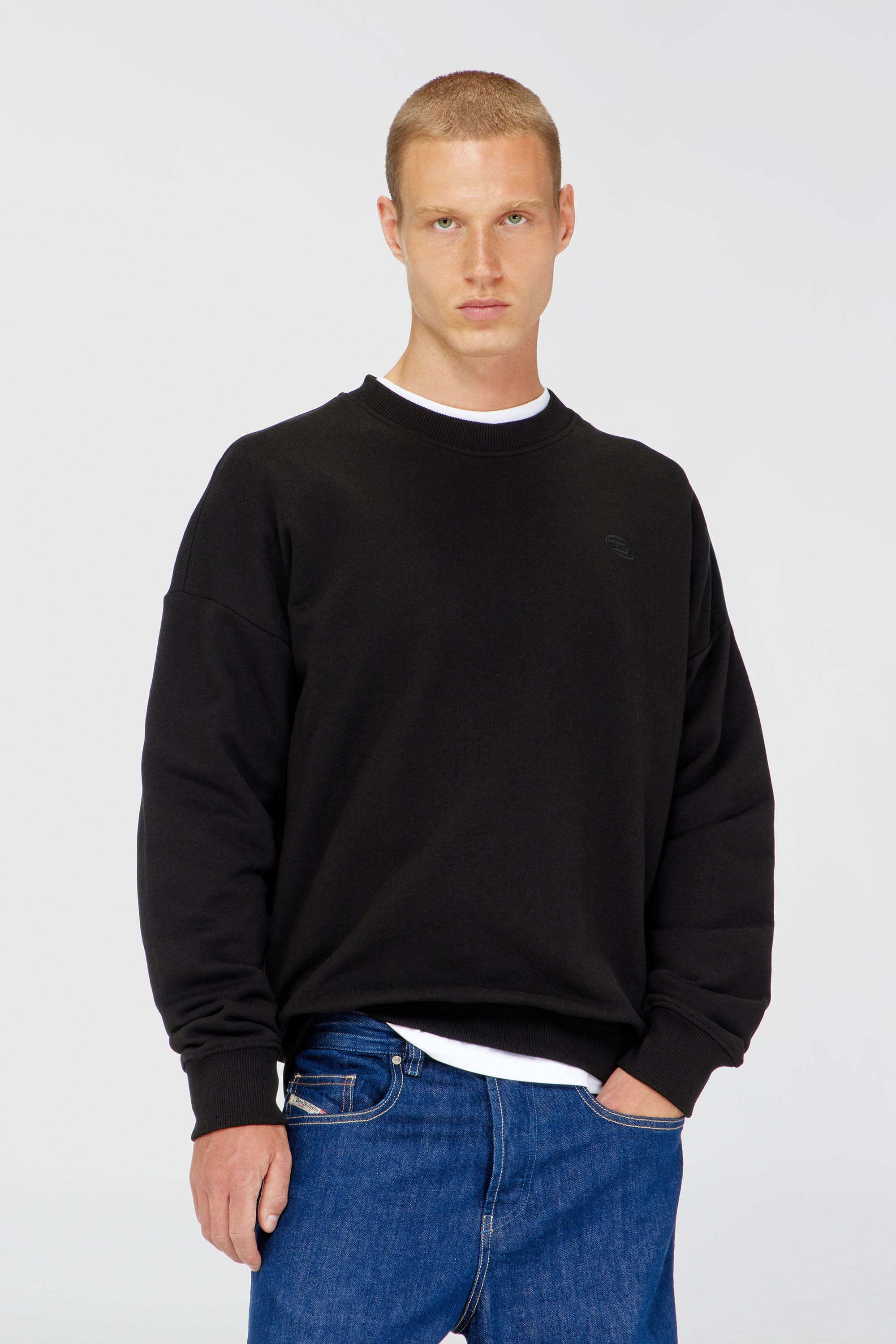 Diesel - S-ROB-MEGOVAL-D, Sweat-shirt avec logo brod&eacute; Homme in Noir - 1