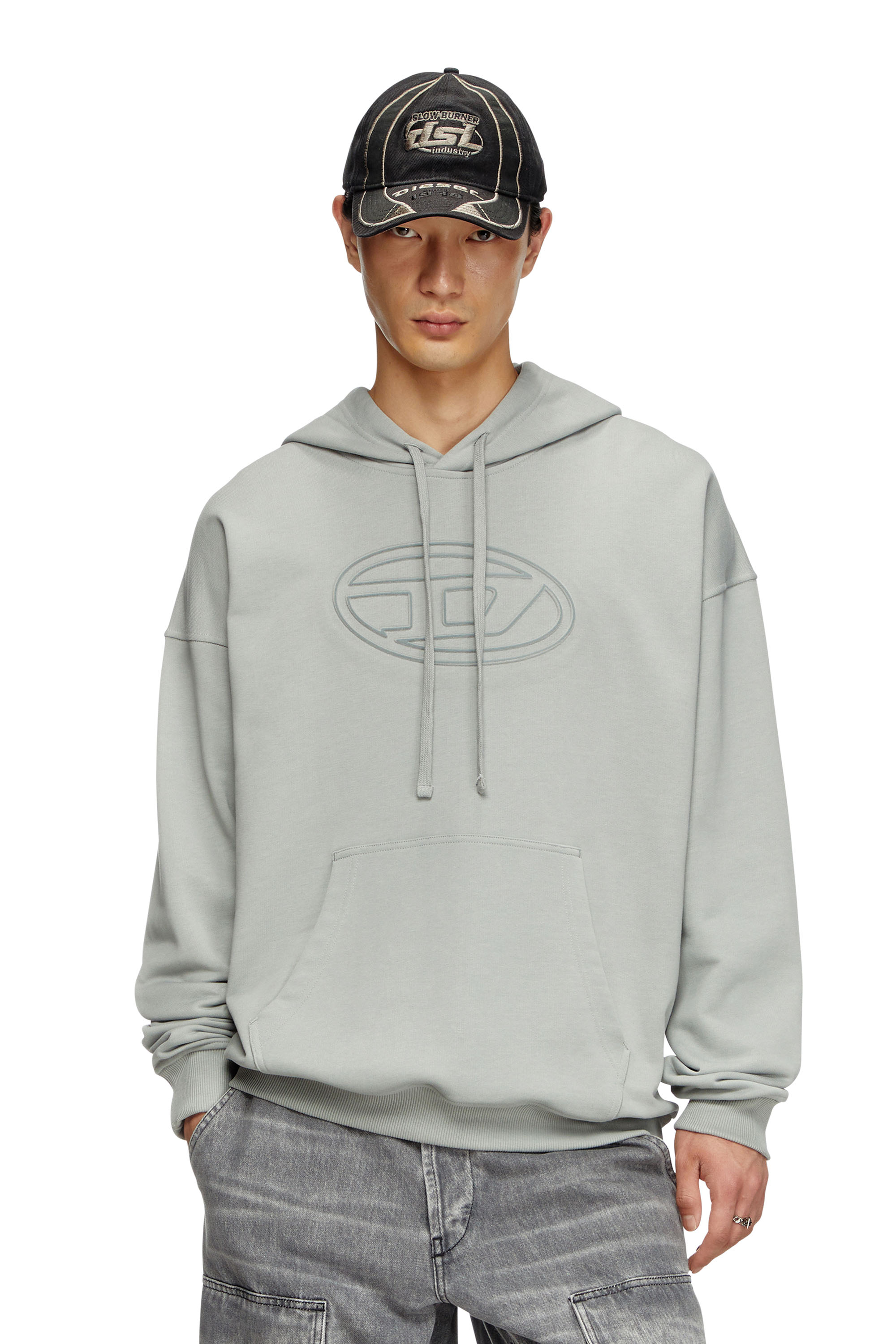 Diesel - S-UMMER-BIGOVAL, Sweat-shirt à capuche avec Oval D embossé Homme in Gris - 1