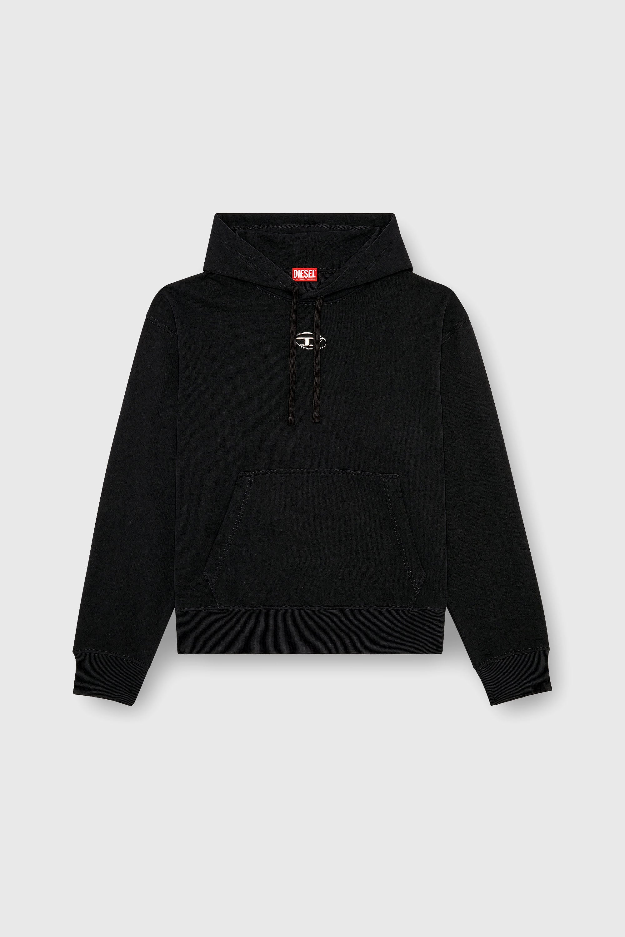 Diesel - S-MACS-HOOD-OD, Sweat-shirt &agrave; capuche oversize avec logo m&eacute;tallis&eacute; Homme in Noir - 2
