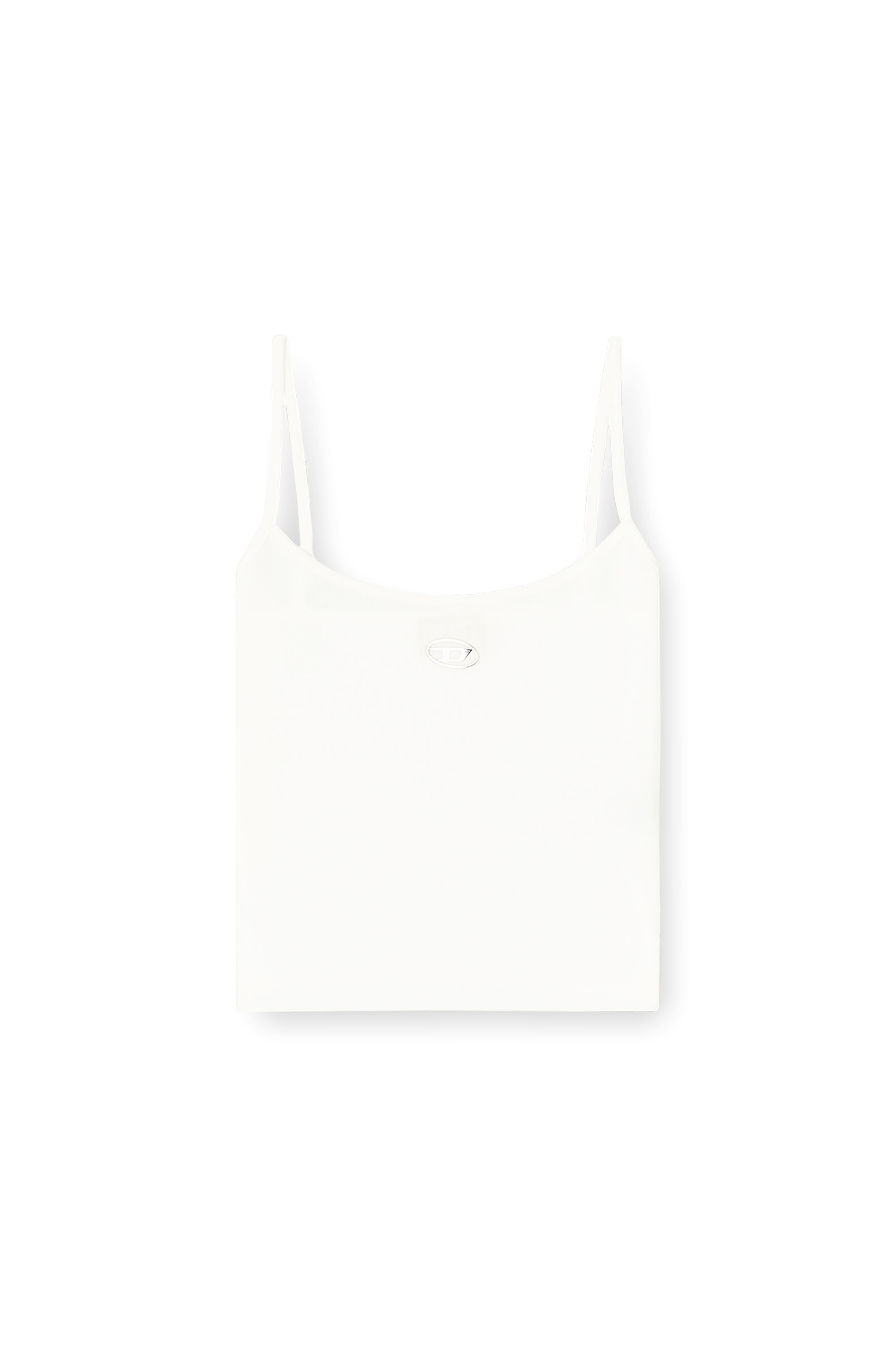 Diesel - T-HUPY-OD, Haut côtelé avec Oval D métallique Femme in Blanc - 3