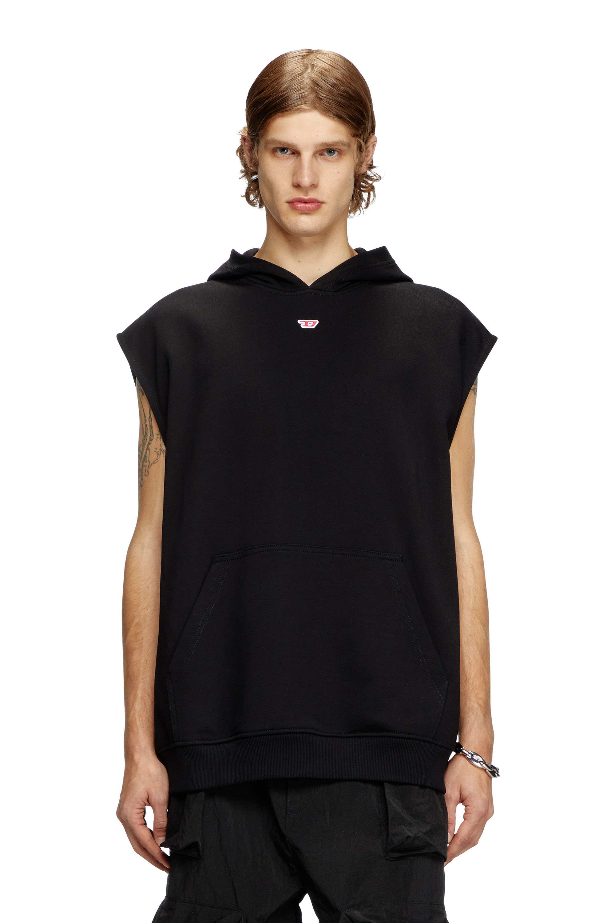 Diesel - S-BOXT-SL-D, Sweat-shirt &agrave; capuche sans manches avec logo D Homme in Noir - 3