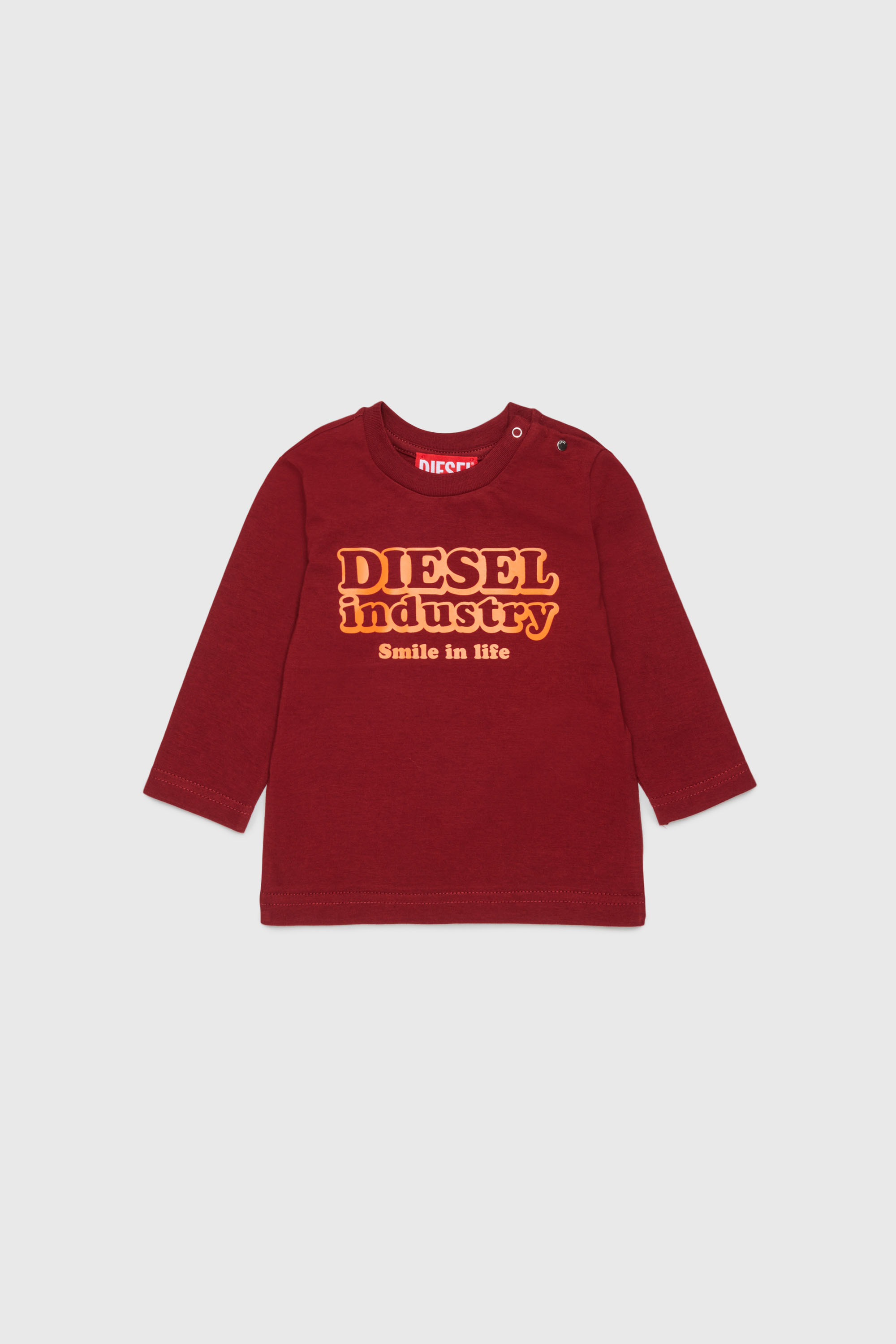 Diesel - TLODIMB, T-shirt &agrave; manches longues avec imprim&eacute; Diesel Industry Homme in Rouge - 1