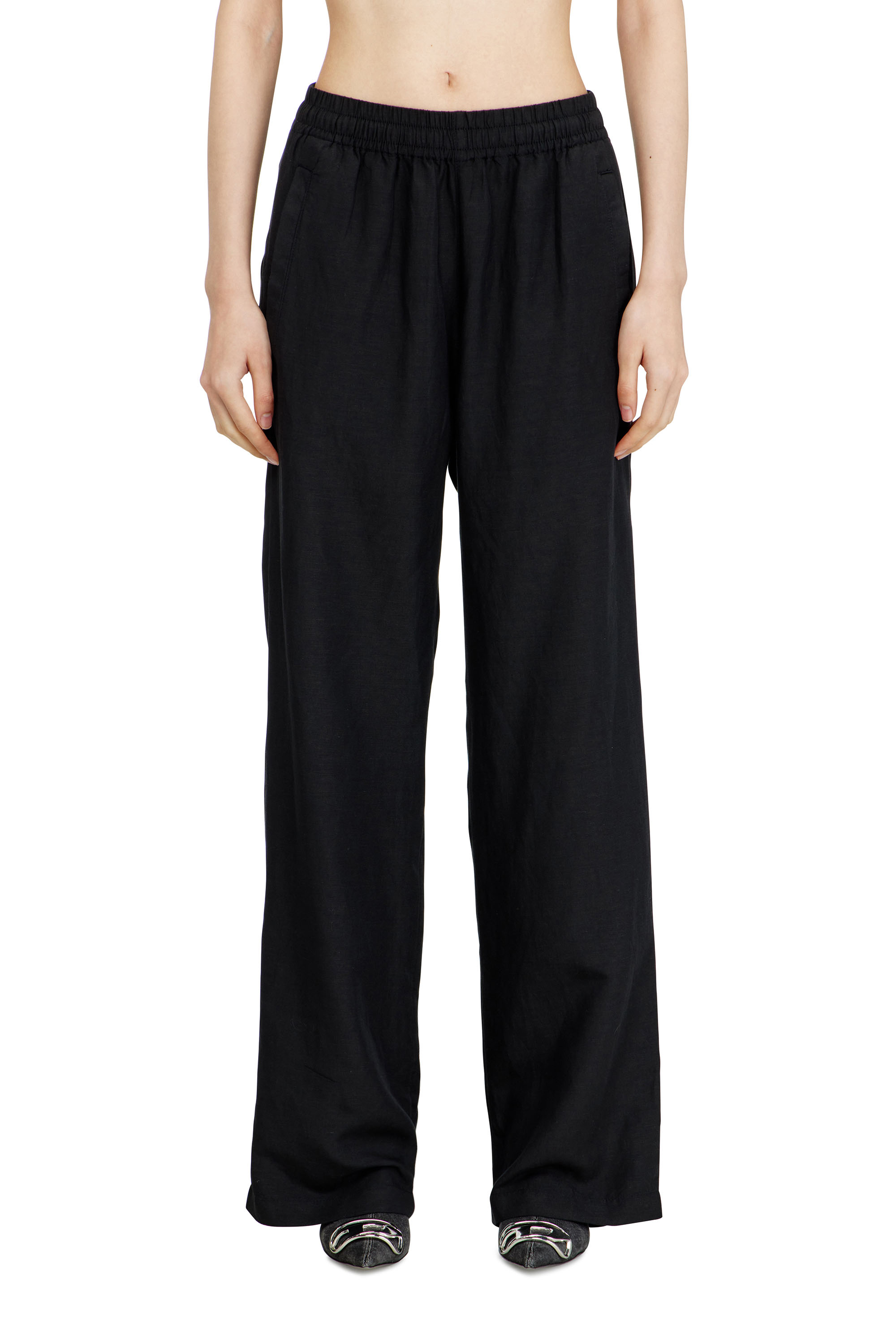 Diesel - P-THECK-PGBS, Pantalon en m&eacute;lange de lin Mixte in Noir - 2