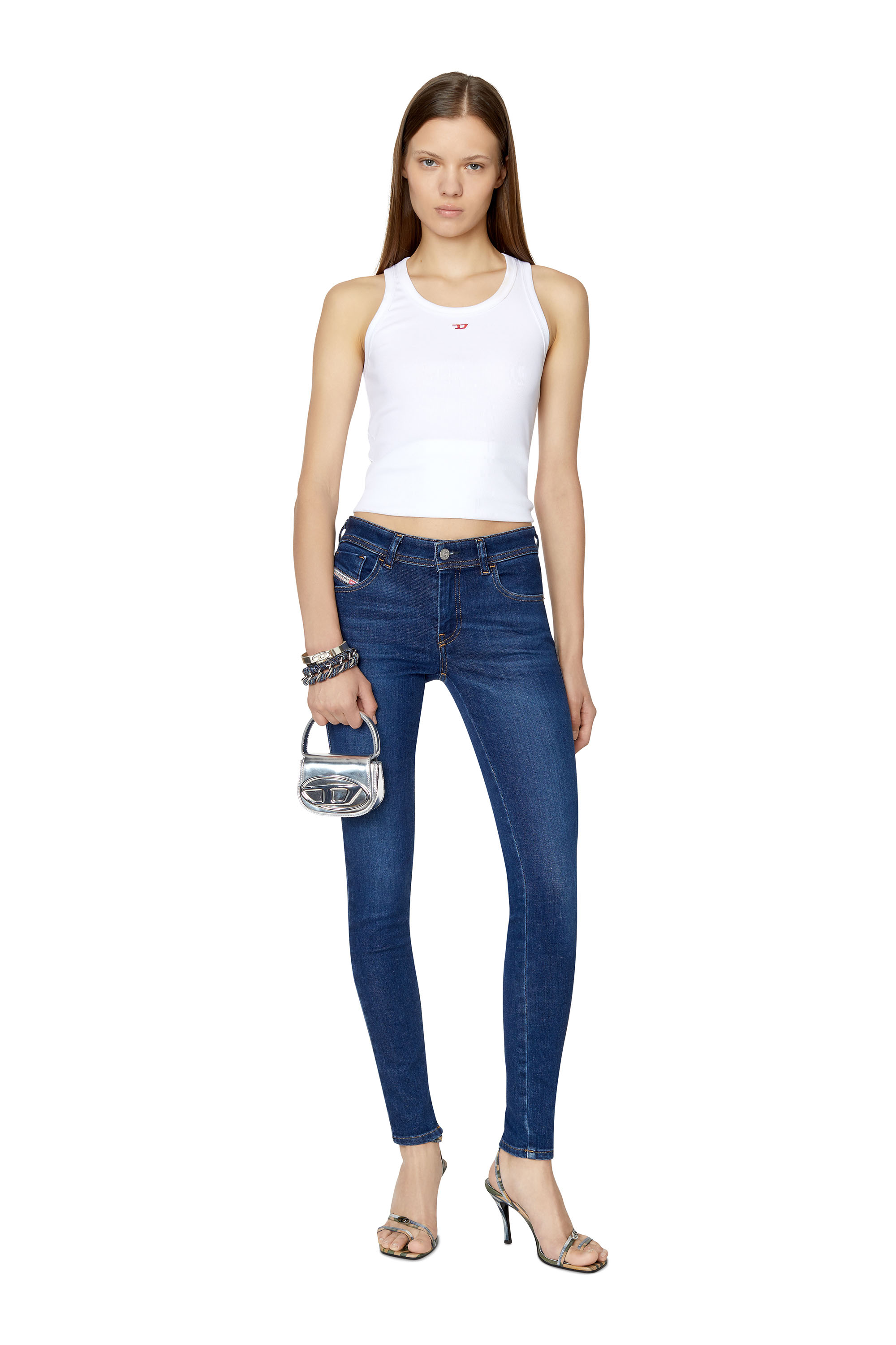 Diesel - Super skinny Jeans 2018 Slandy-Low 09C19, Bleu Foncé - Image 5