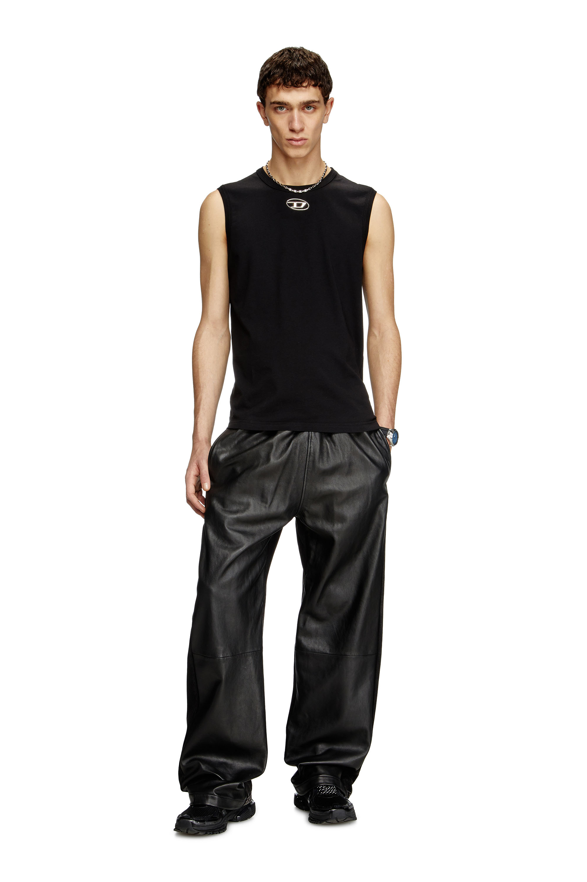 Diesel - T-BISCO-OD, Débardeur avec Oval D métallisé Homme in Noir - 2