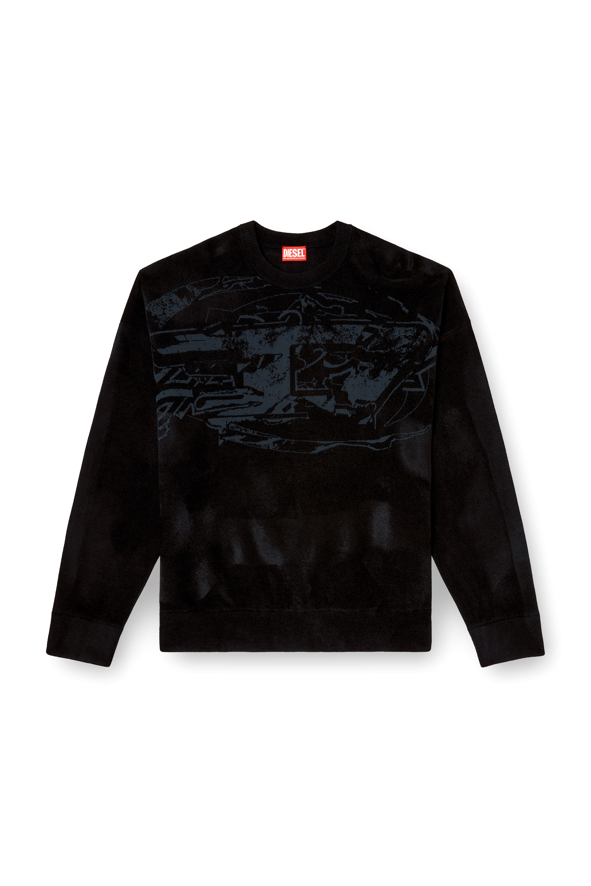 Diesel - K-TRESA, Pull jacquard en chenille avec motif à logo Homme in Noir - 3