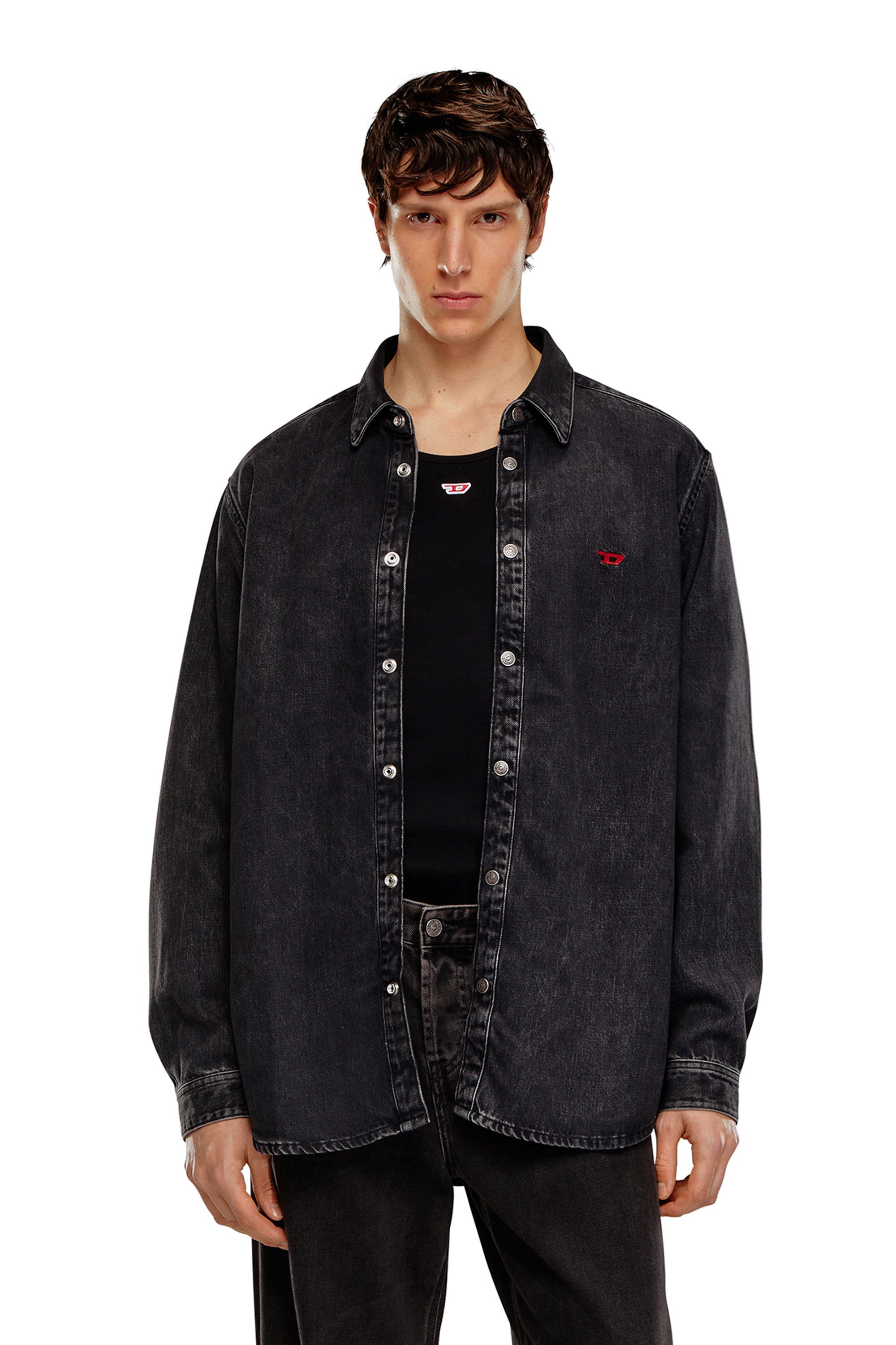 Diesel - D-SIMPLY, Chemise en denim TENCEL Homme in Noir - 1