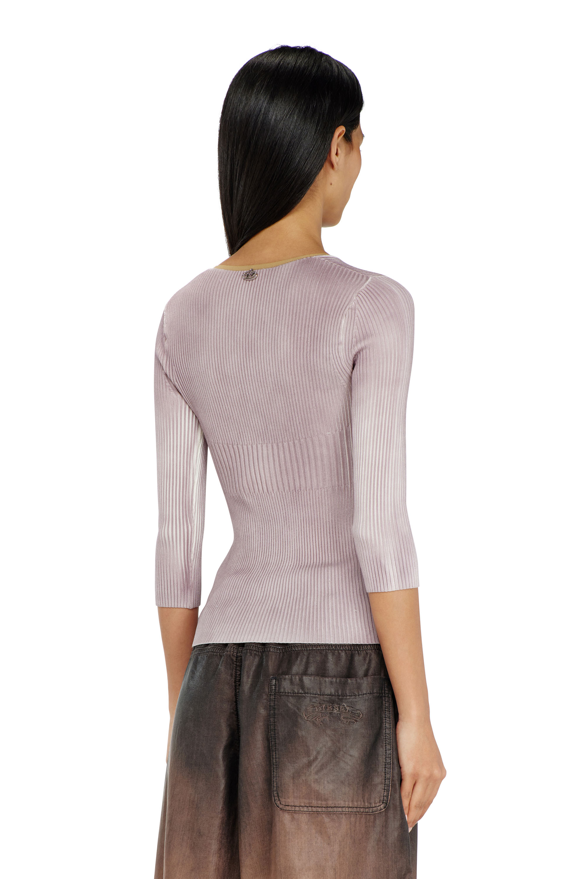 Diesel - M-SARMANI, Pull en maille &agrave; col V c&ocirc;tel&eacute; avec bandes contrastantes Femme in ToBeDefined - 4