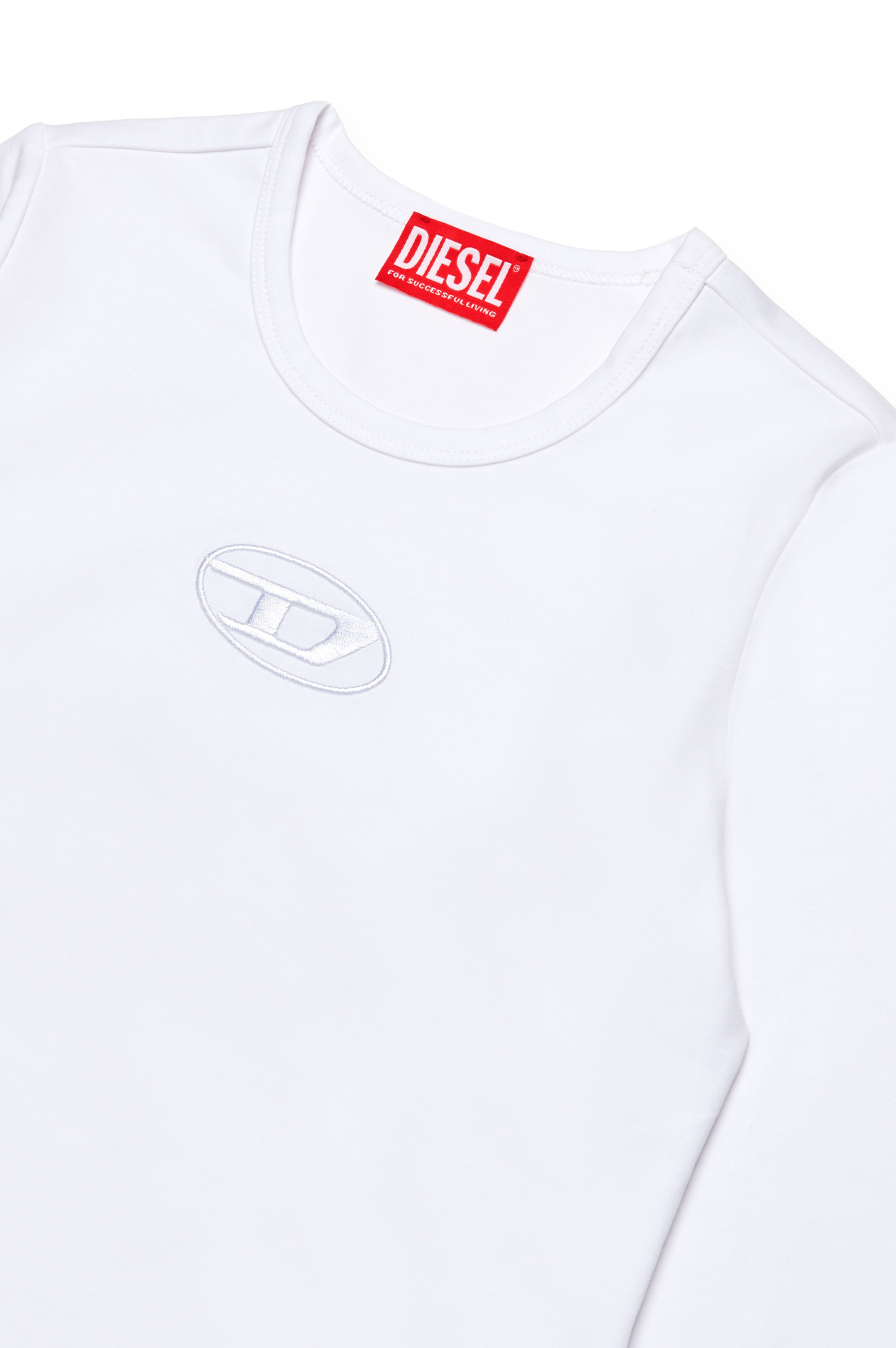 Diesel - TIVAL, Femme T-shirt à manches longues avec logo brodé in Blanc - Image 3