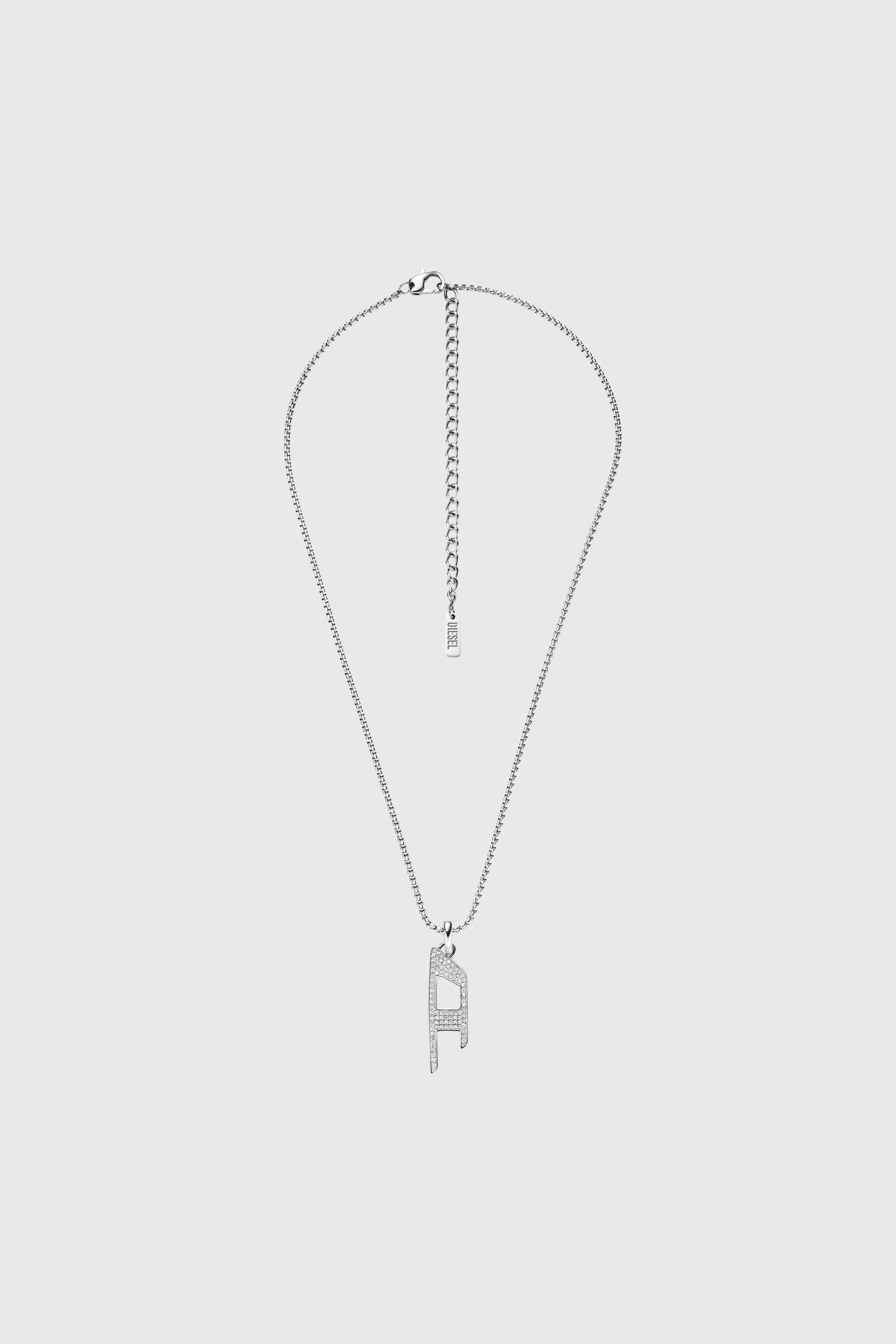 Diesel - DX1624040 JEWELLERY, Collier avec pendentif scintillant en acier inoxydable Mixte in Gris argent&eacute; - 1