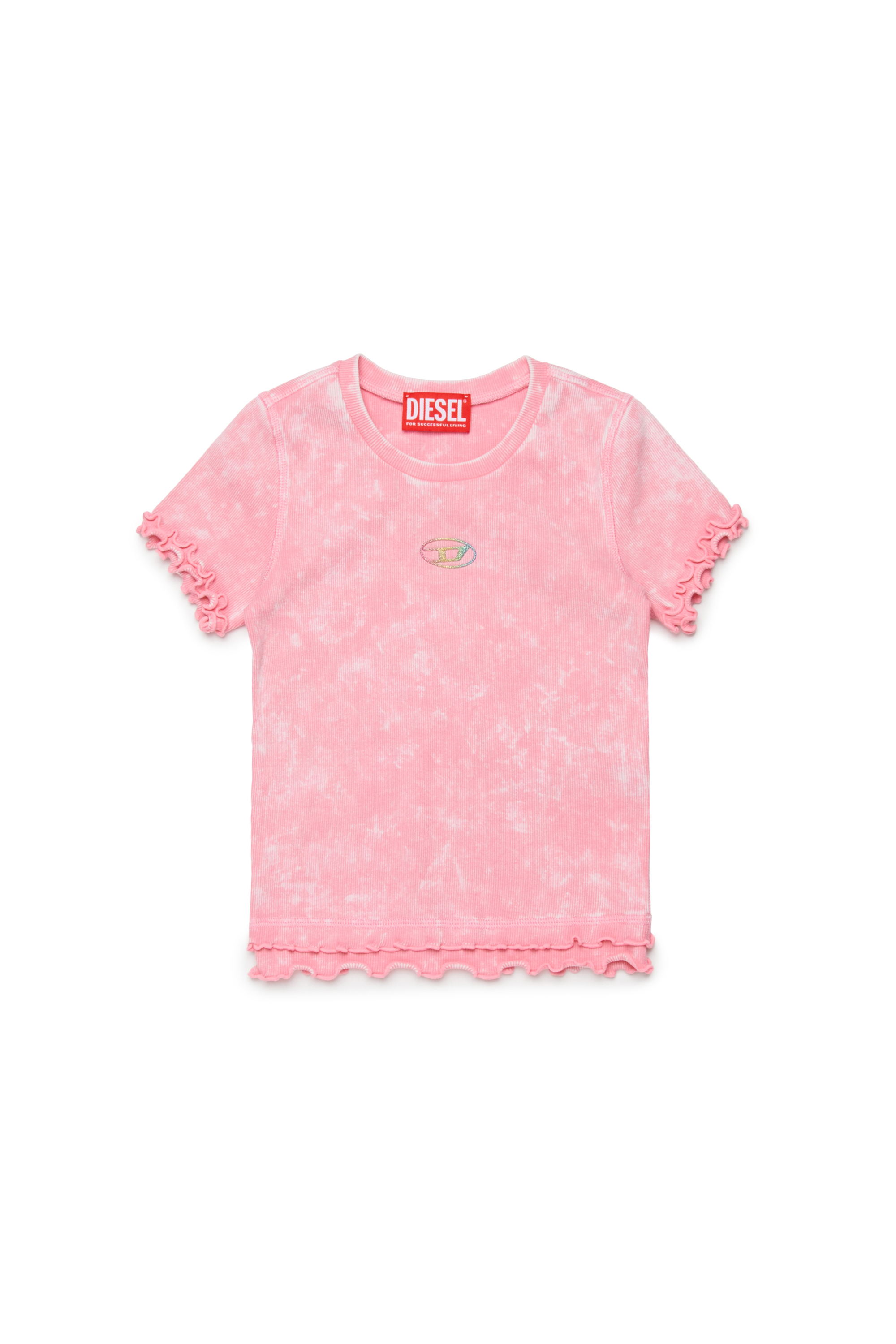 Diesel - TAILIA, T-shirt c&ocirc;tel&eacute; avec volants Femme in Rose - 1