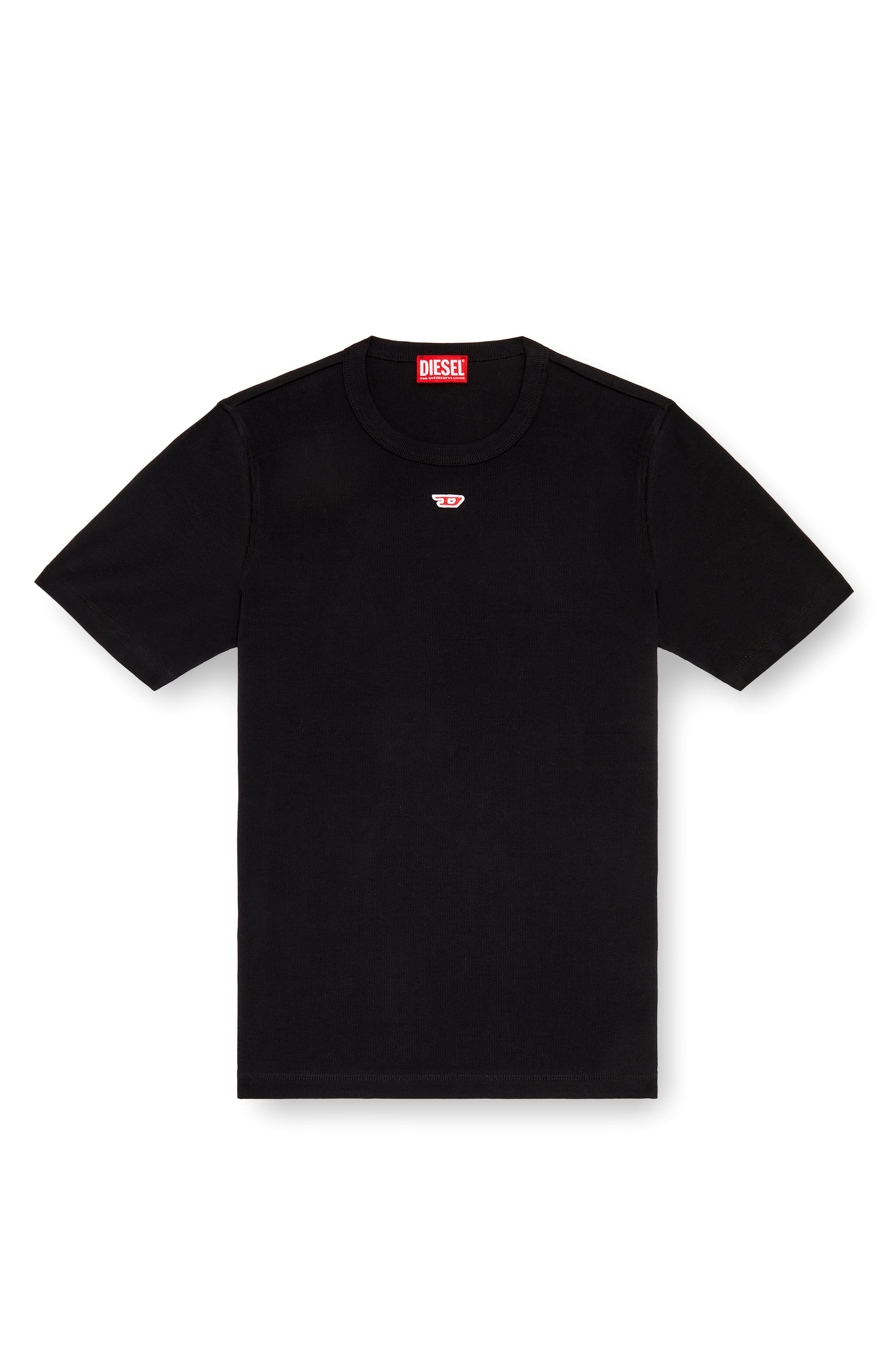Diesel - D-RIBBER-N, Man T-shirt with D patch in Black - Image 3