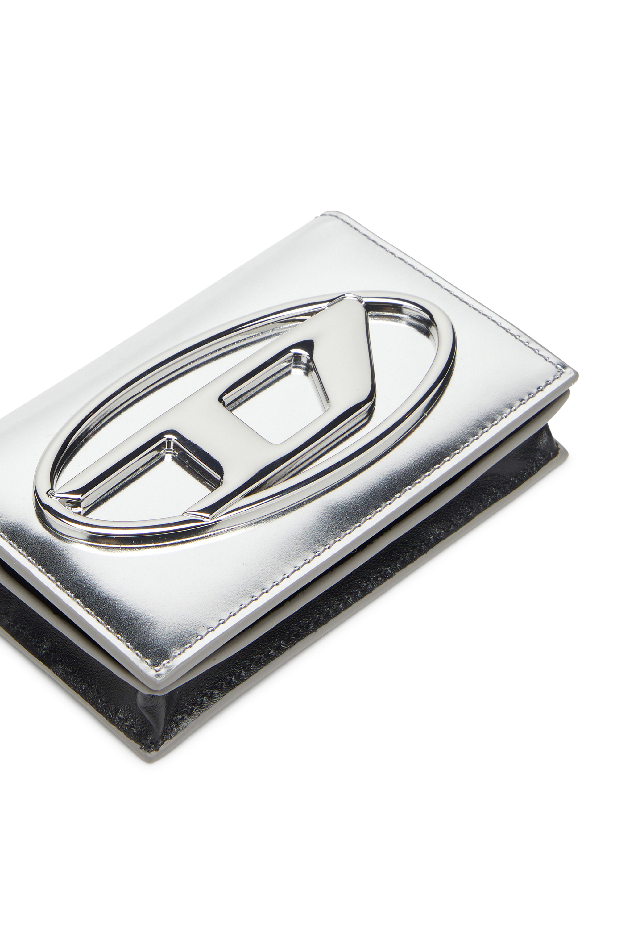 Diesel - 1DR CARD HOLDER IV, Porte-cartes en cuir métallisé Femme in Gris argenté - 4