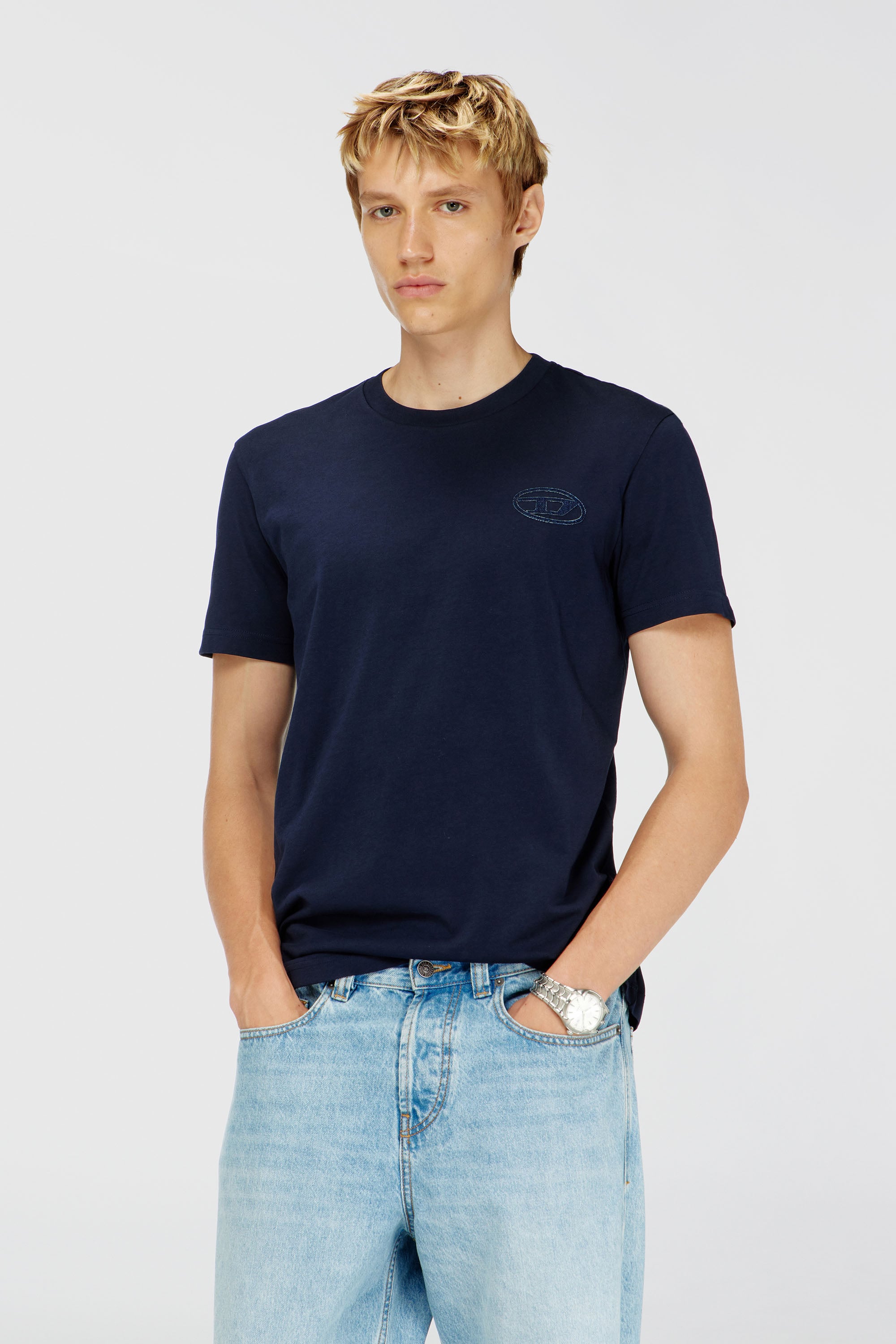 Diesel - T-DIEGO-T92, T-shirt en coton avec logo Oval D Homme in Bleu - 1