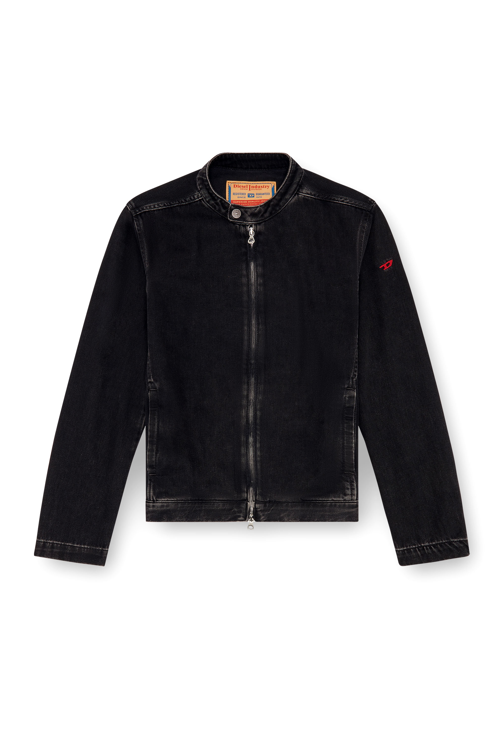 Diesel - D-GLORY, Veste moto en denim délavé Homme in Noir - 2