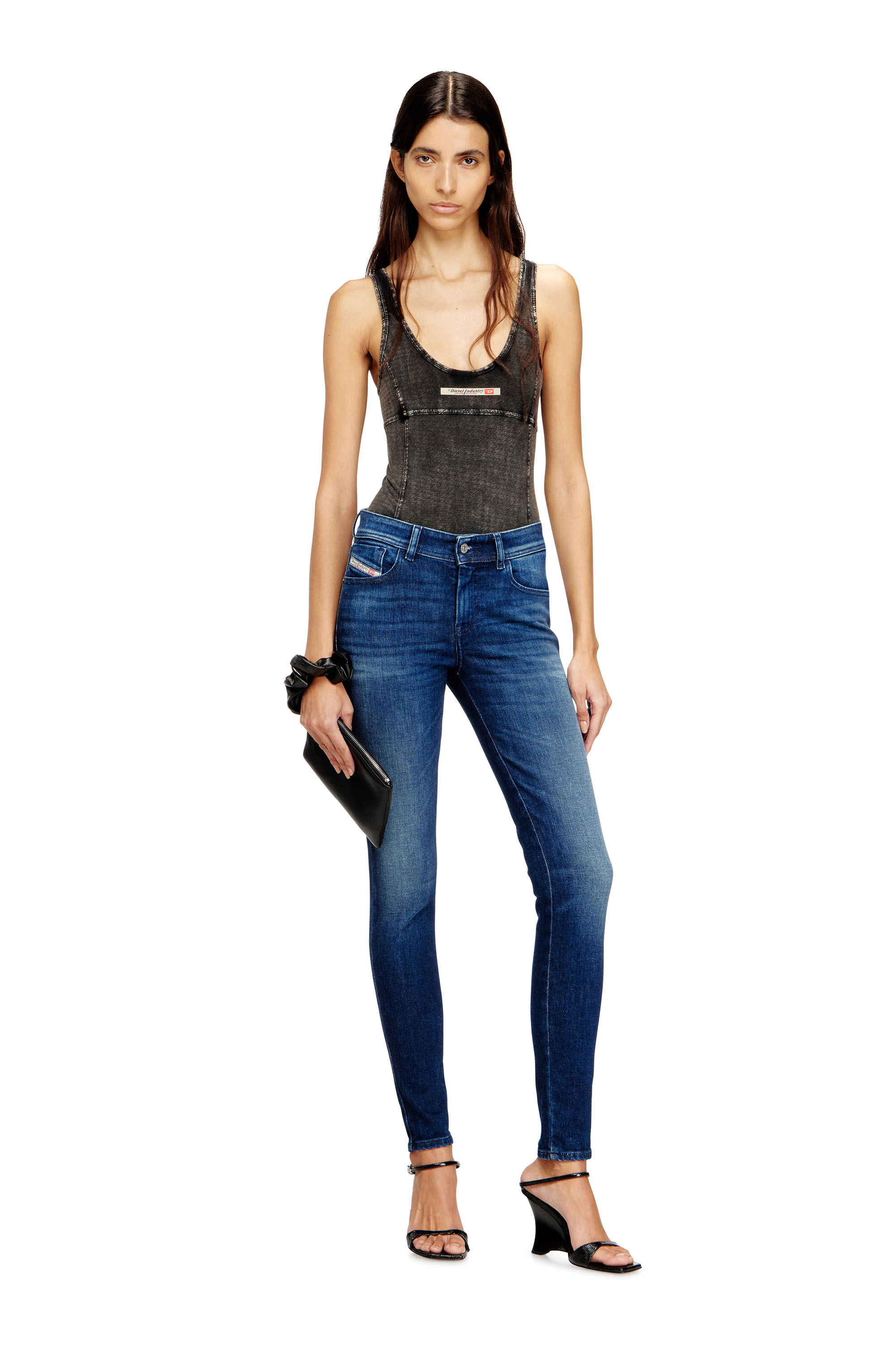 Diesel - Skinny Jeans 2017 Slandy 09N12 Femme, Bleu Fonc&eacute; - Image 1