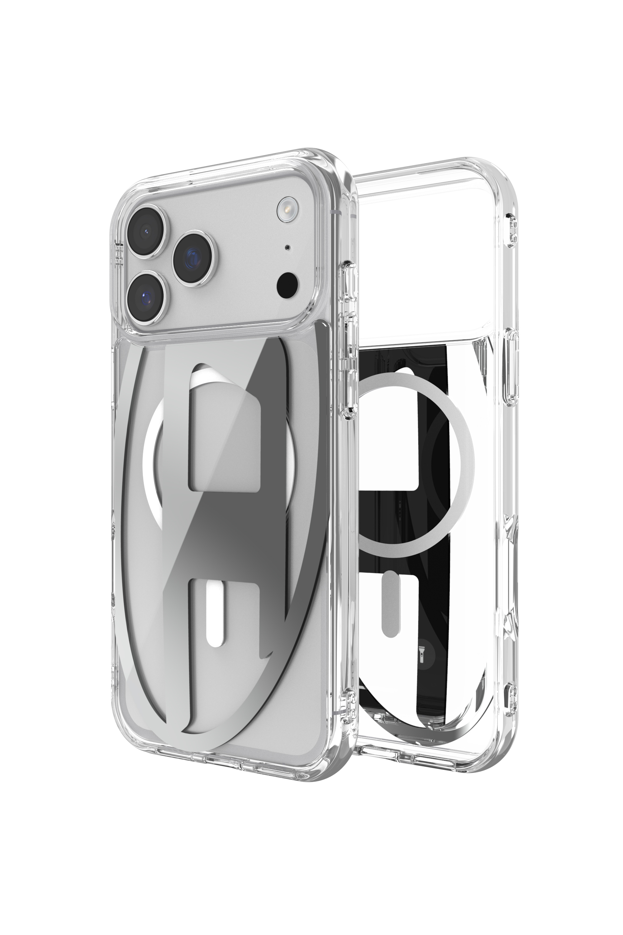 Diesel - 60414 AOP CASE, Étui métallique Oval D avec Magsafe pour iPhone 17 Pro Max Mixte in Gris - 1