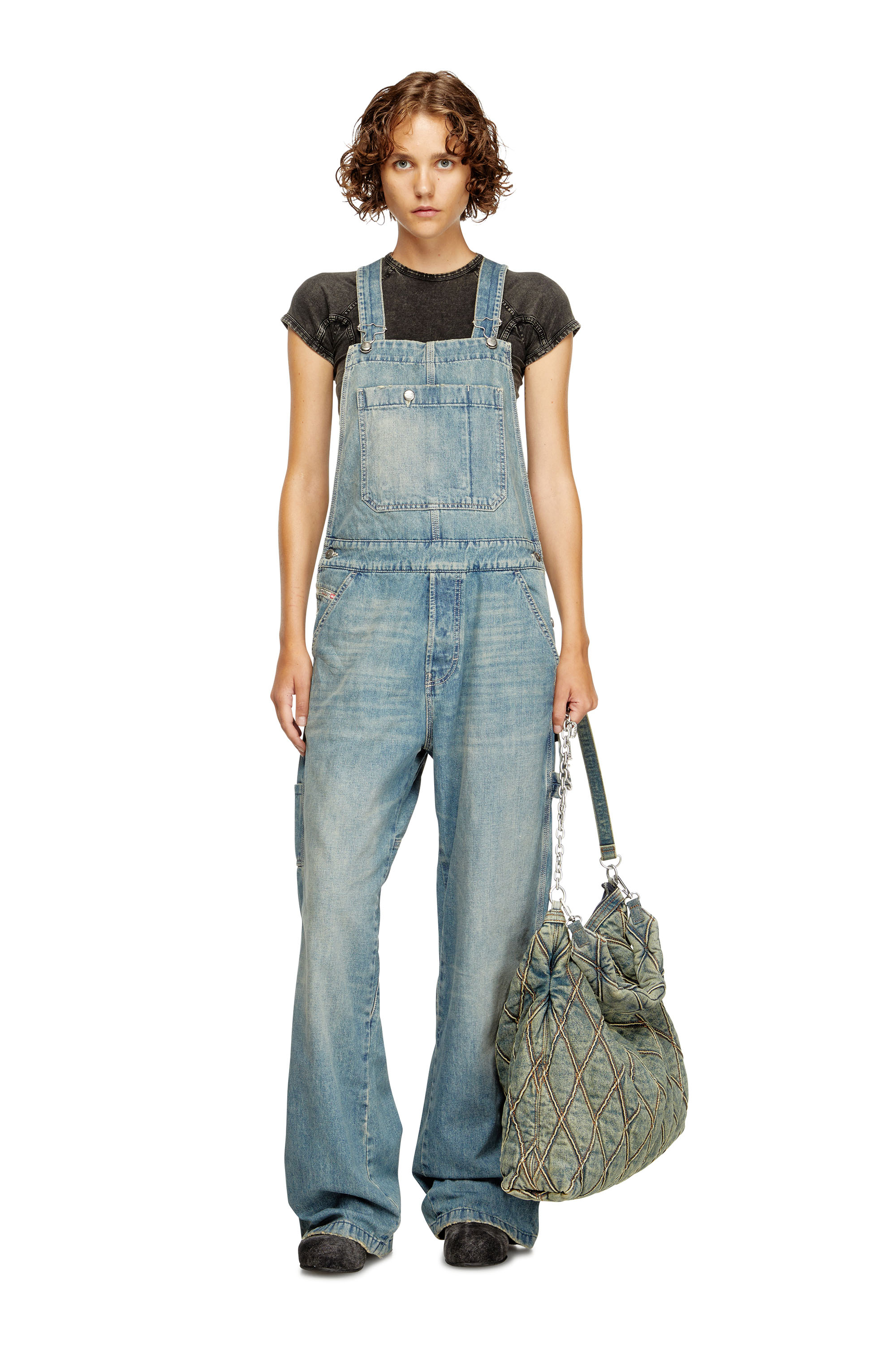 Diesel - D-FRAMU-U, Salopettes en denim de style utilitaire Mixte in Bleu - 1