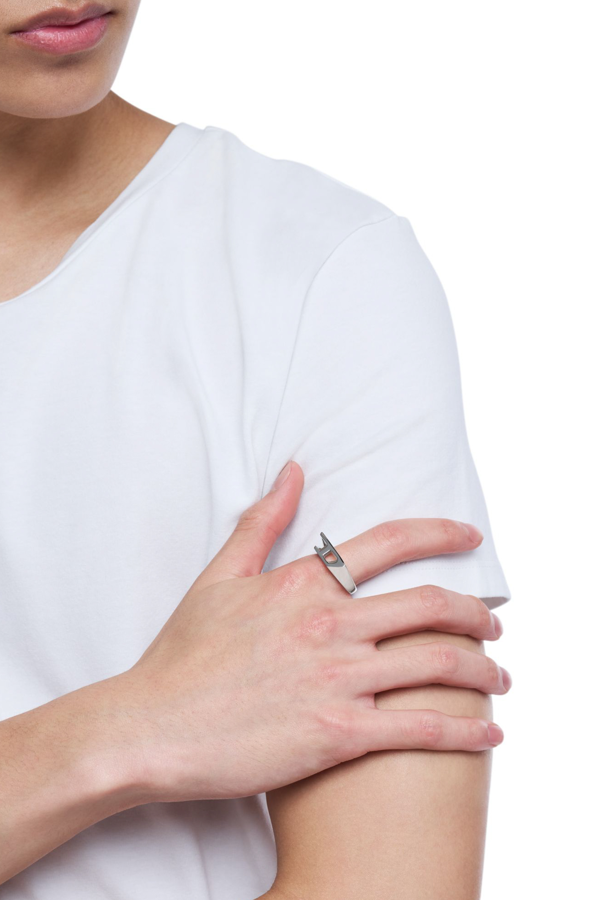 Diesel - DX1638040 JEWELLERY, Bague chevalière en acier inoxydable Mixte in Gris argenté - 5