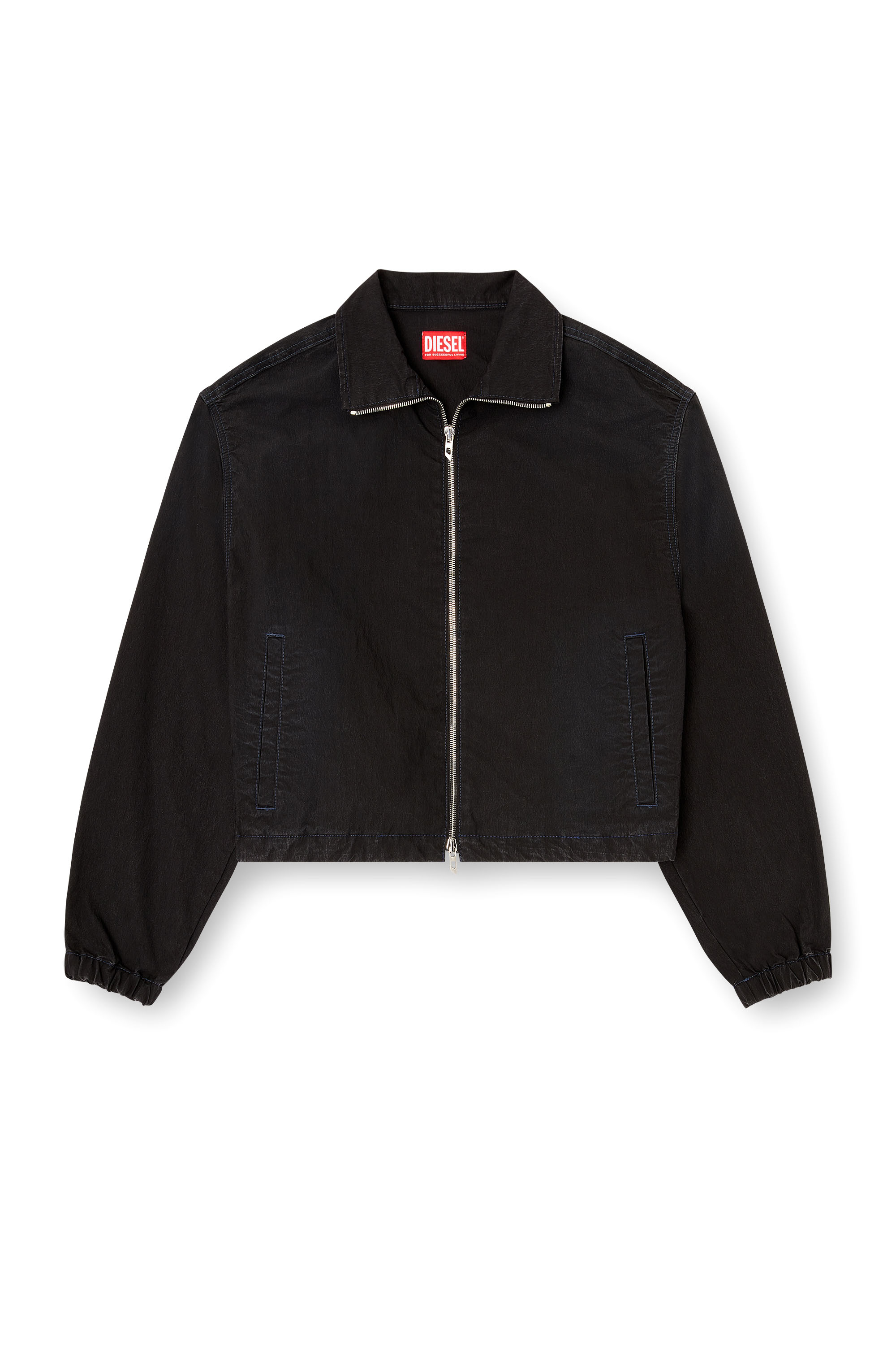 Diesel - DE-SANDERZ JOGG, Veste technique à col montant en tissu JoggJeans Femme in Noir - 3