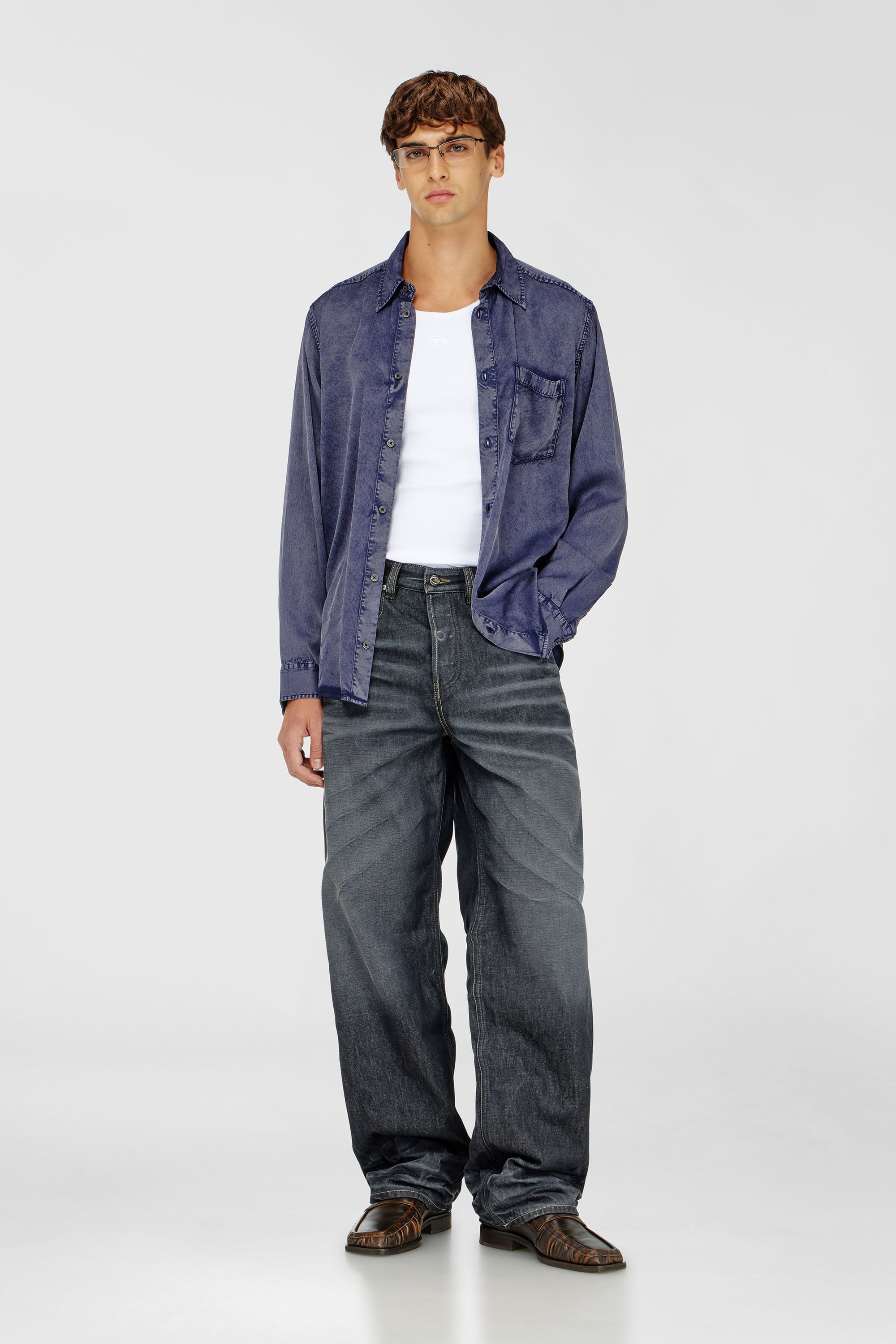 Diesel - T-ARM-LKDS, D&eacute;bardeur en jersey c&ocirc;tel&eacute; avec broderie Oval D Homme in Blanc - 2