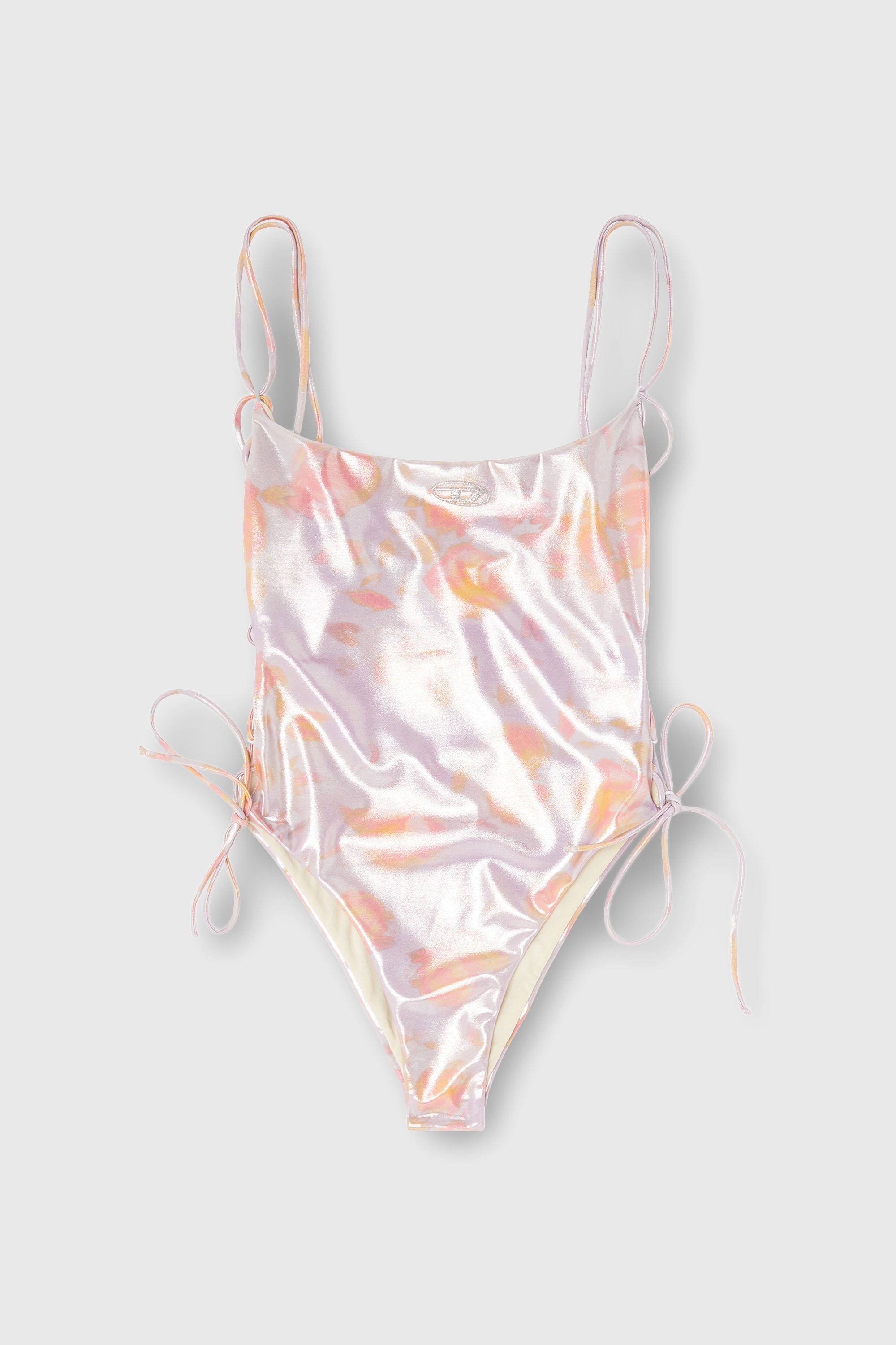 Diesel - REGAN-UTLT, Maillot de bain &agrave; lacets motif floral m&eacute;tallis&eacute; Femme in Violet - 2