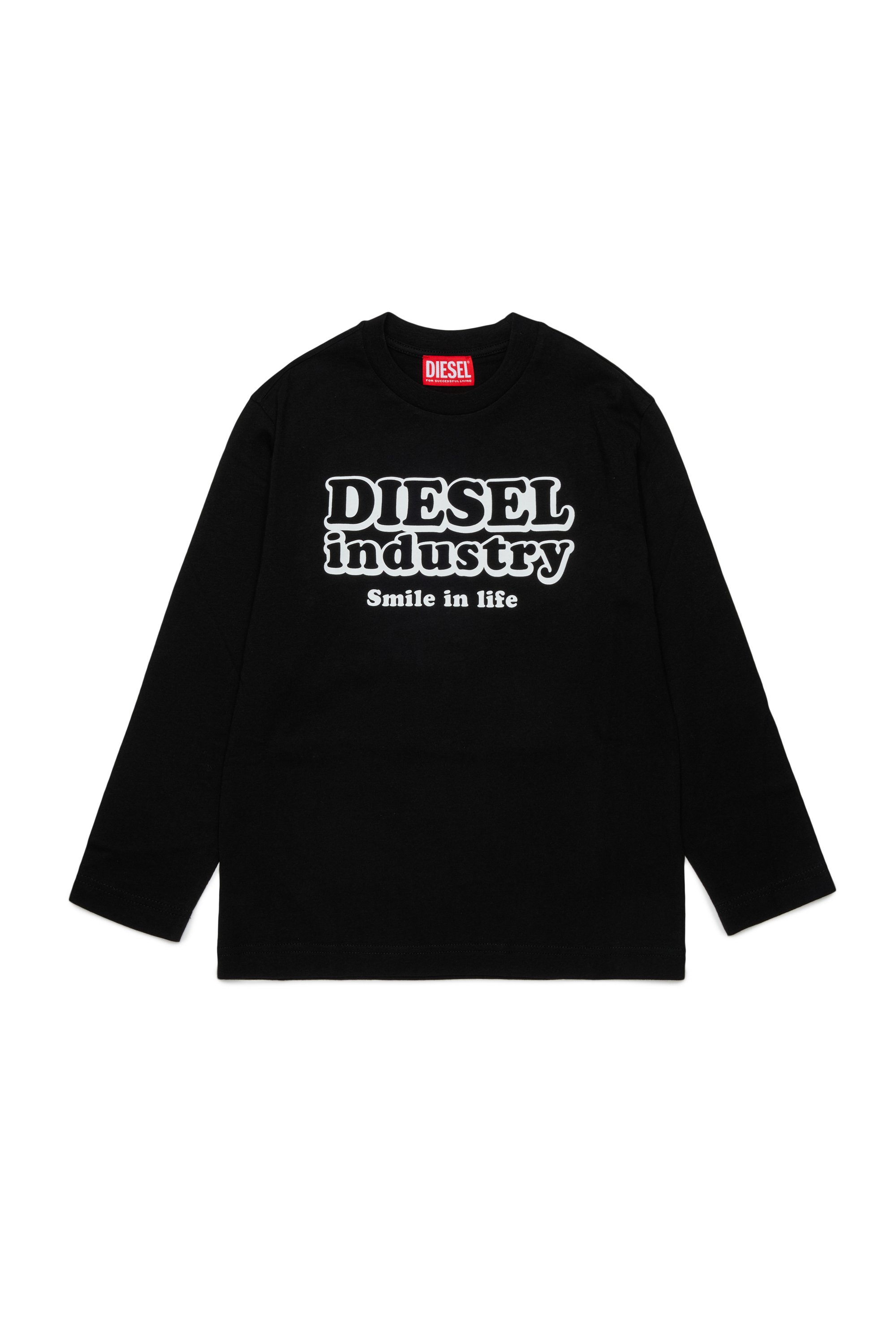 Diesel - TLODIMLS OVER, Man's Long-sleeve T-shirt with Diesel Industry print in Black - 1