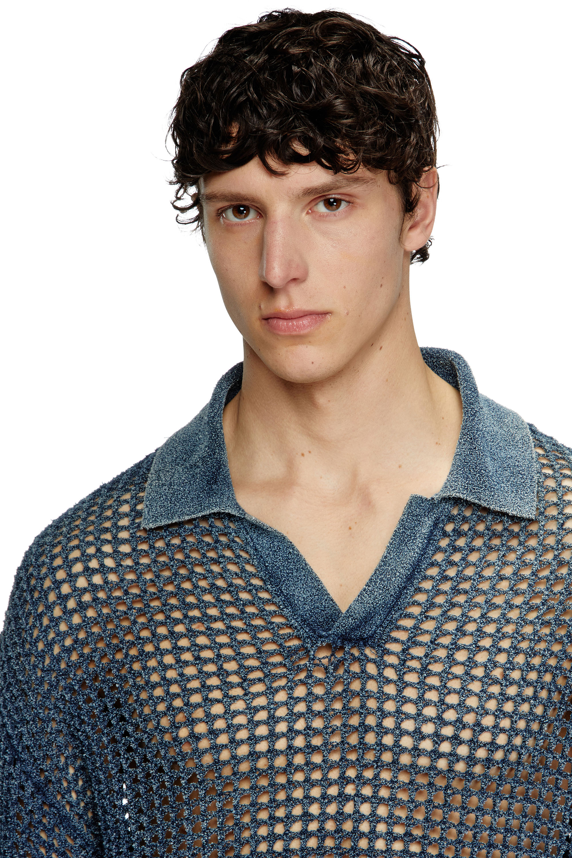 Diesel - K-SQUARED, Pull polo en tricot ouvert en fil de denim Homme in ToBeDefined - 5