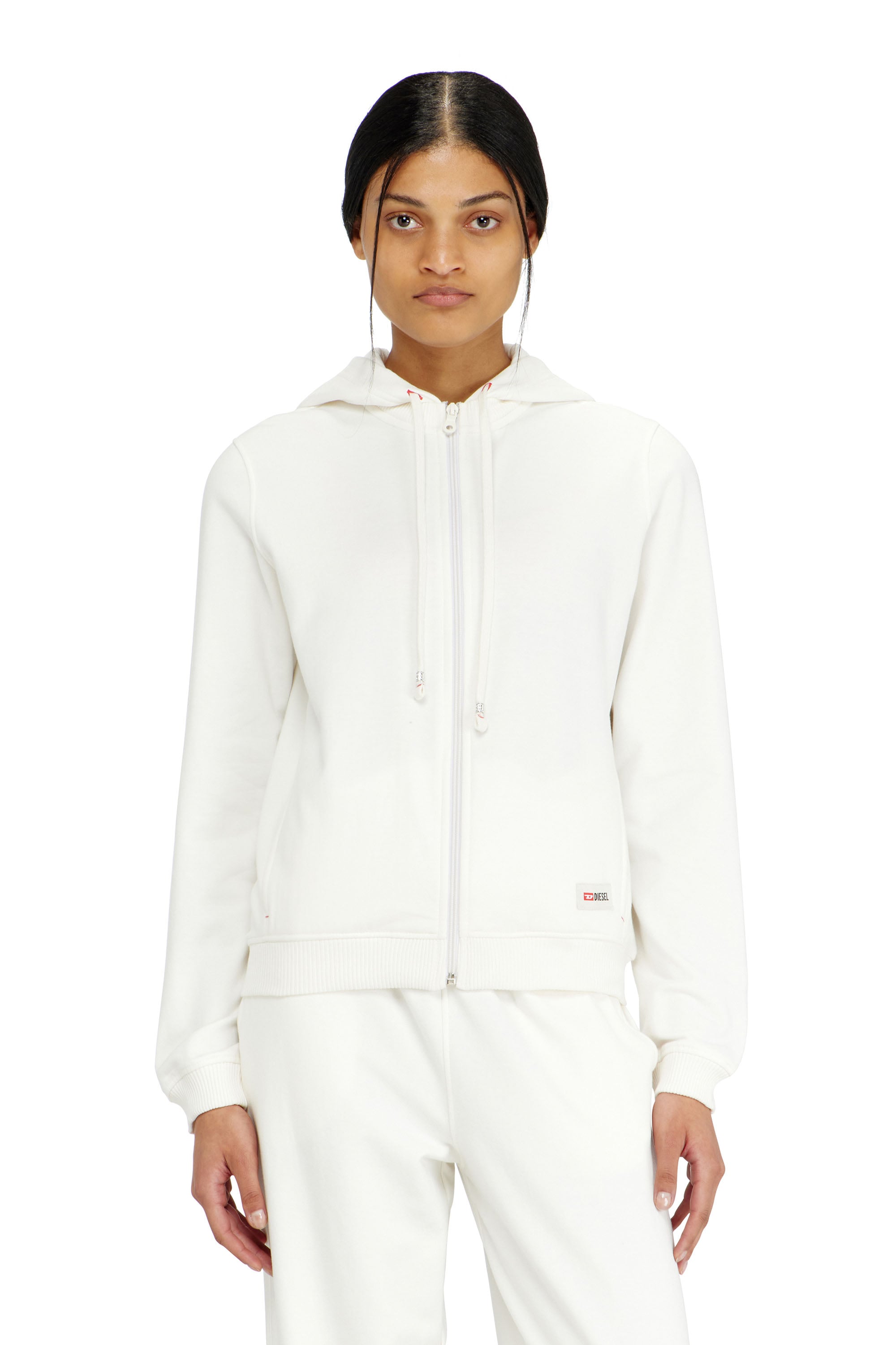 Diesel - HARRIET-D-CORE, Sweat &agrave; capuche en m&eacute;lange de coton gratt&eacute; Femme in Blanc - 1