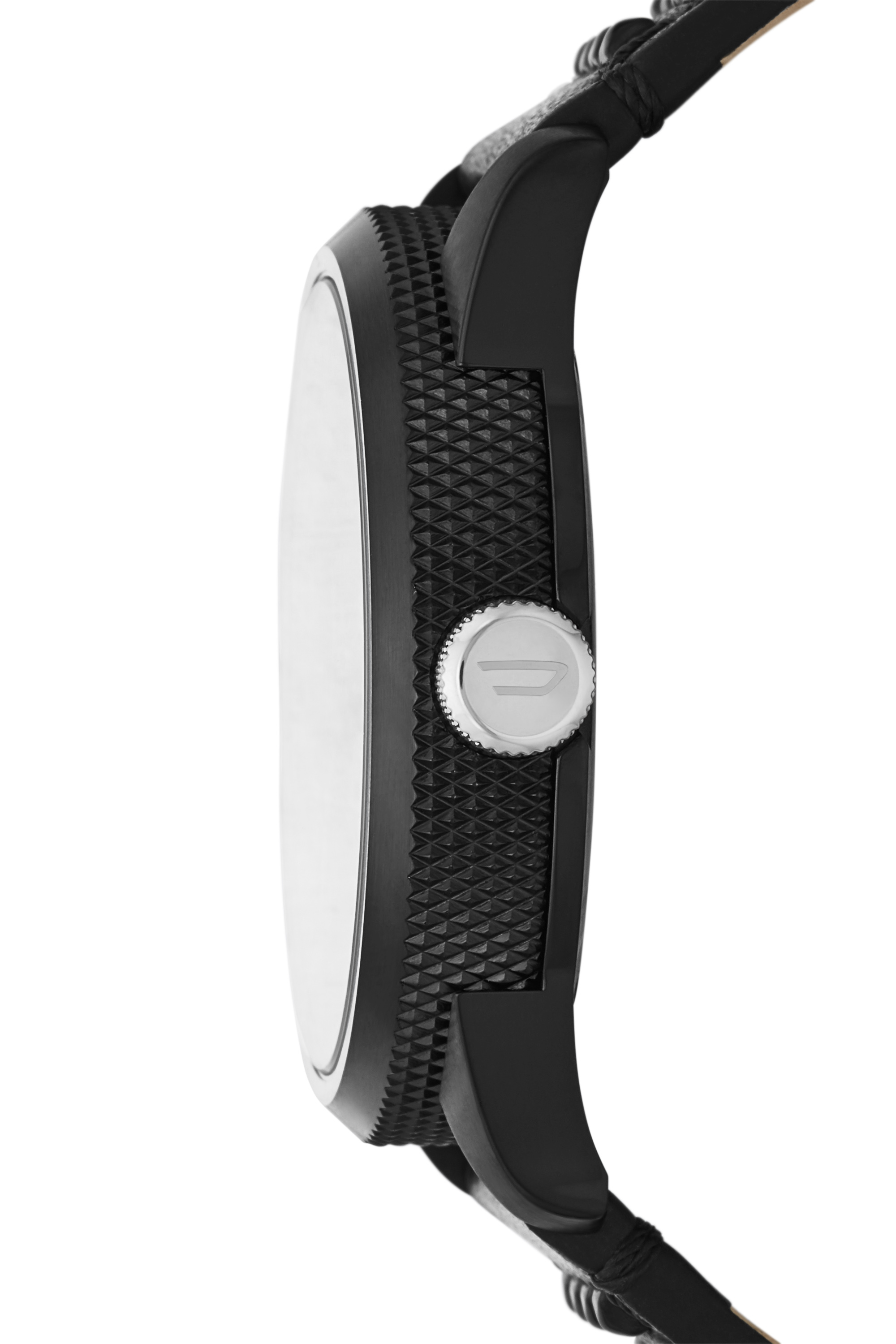 Diesel - DZ1963, Man's Rasp NSBB three-hand black leather watch in Black/Yellow - 3