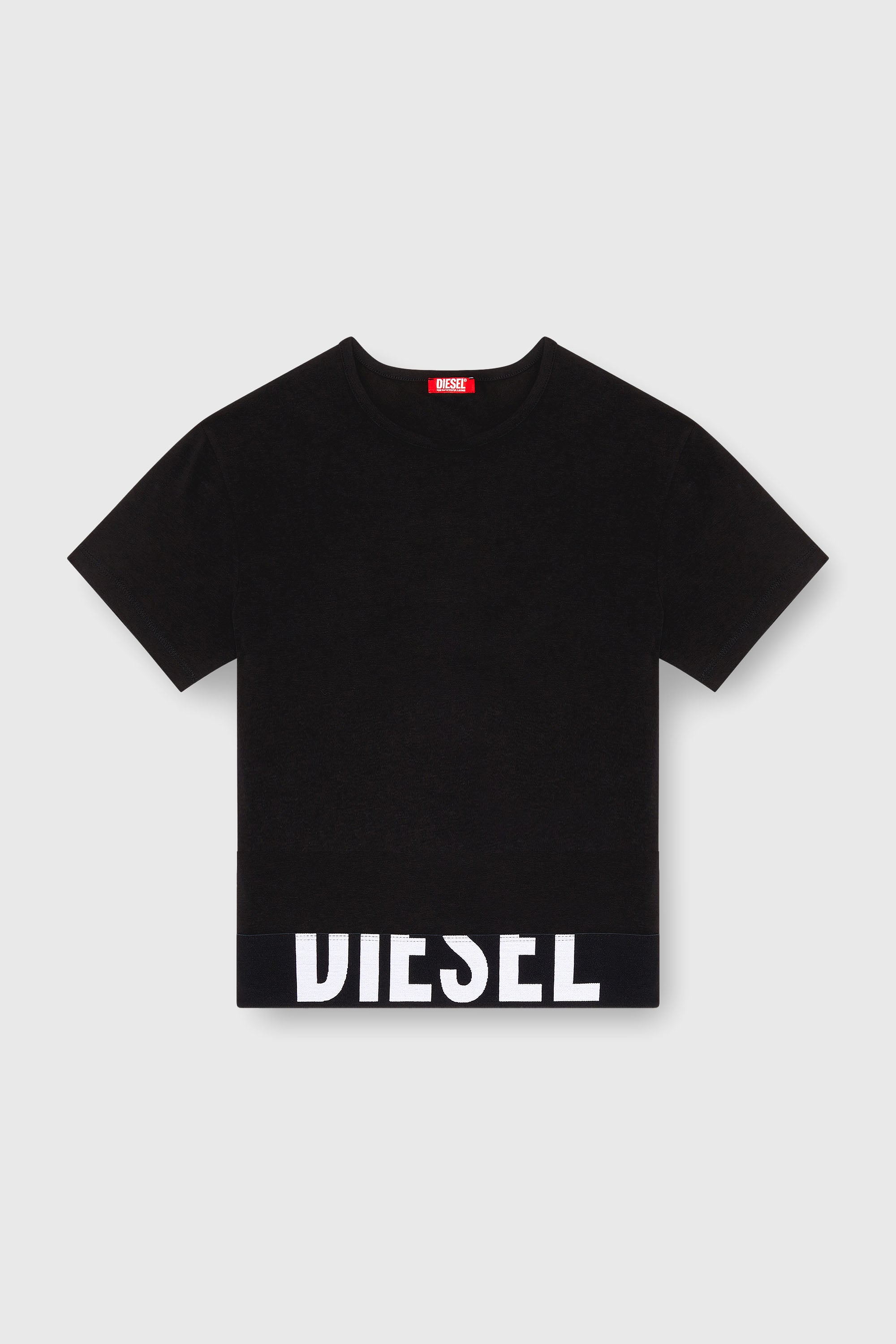 Diesel - UFTEE-SPORT-CROPPED-T-SHIRT, Top crop sportif avec bande &agrave; logo Femme in Noir - 2