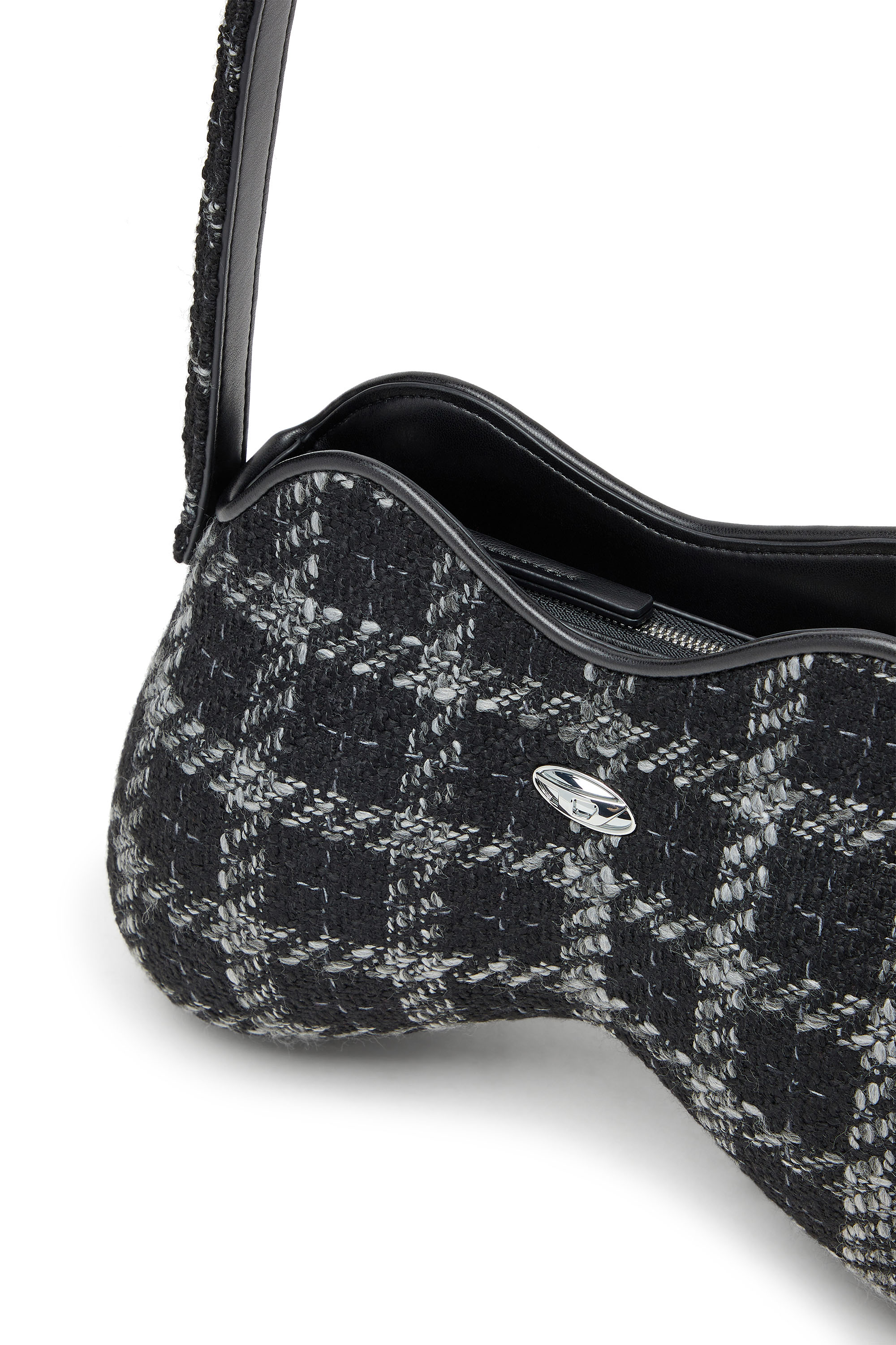 Diesel - DOUBLE-D SHOULDER, Sac à épaule avec motif pied-de-poule Femme in Noir - 5