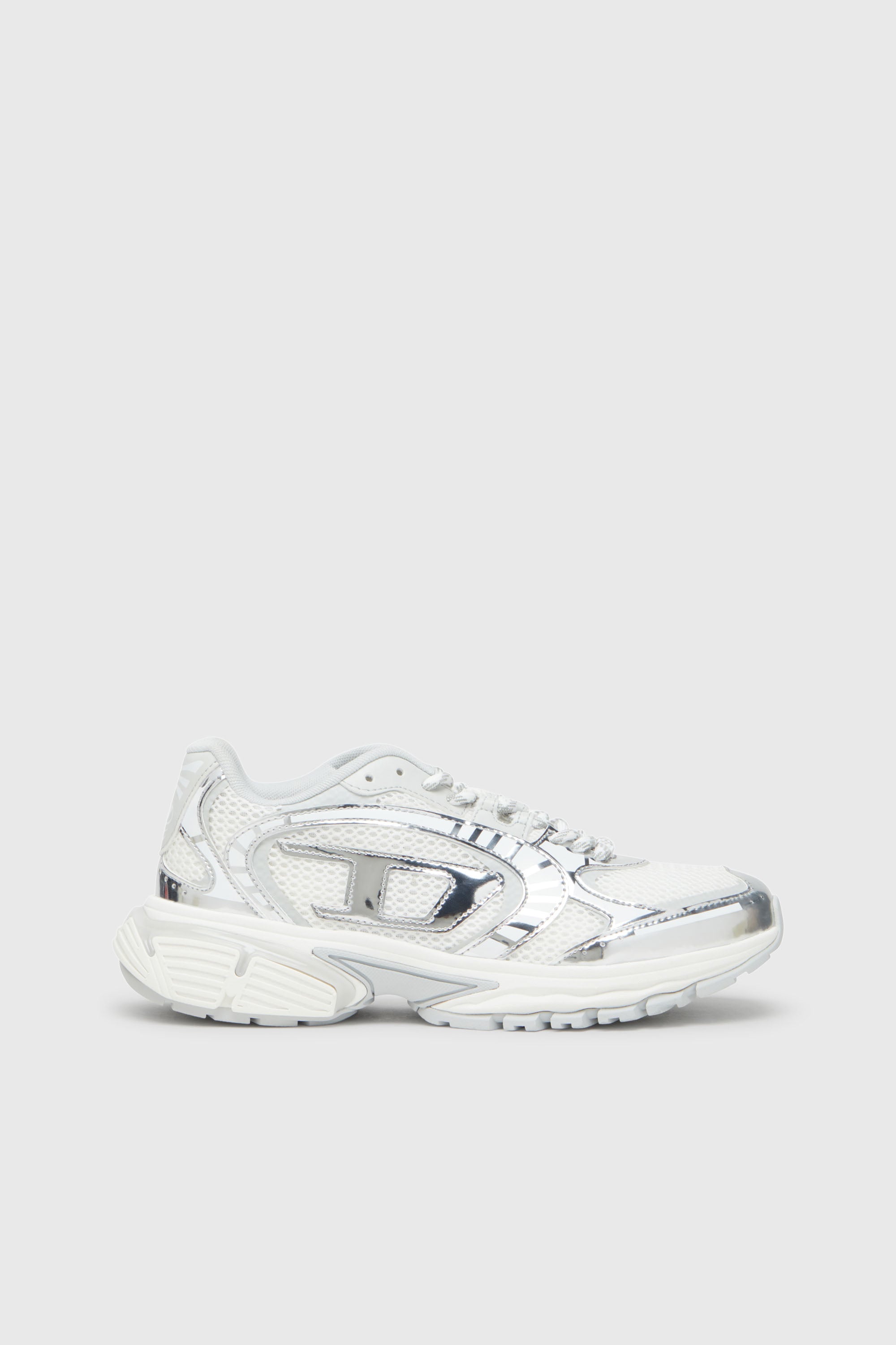 Diesel - S-PRO-V-DENSE LOW W, S-Pro-V-Dense-Baskets en mesh m&eacute;tallis&eacute; avec logo Oval D Femme in Blanc - 1