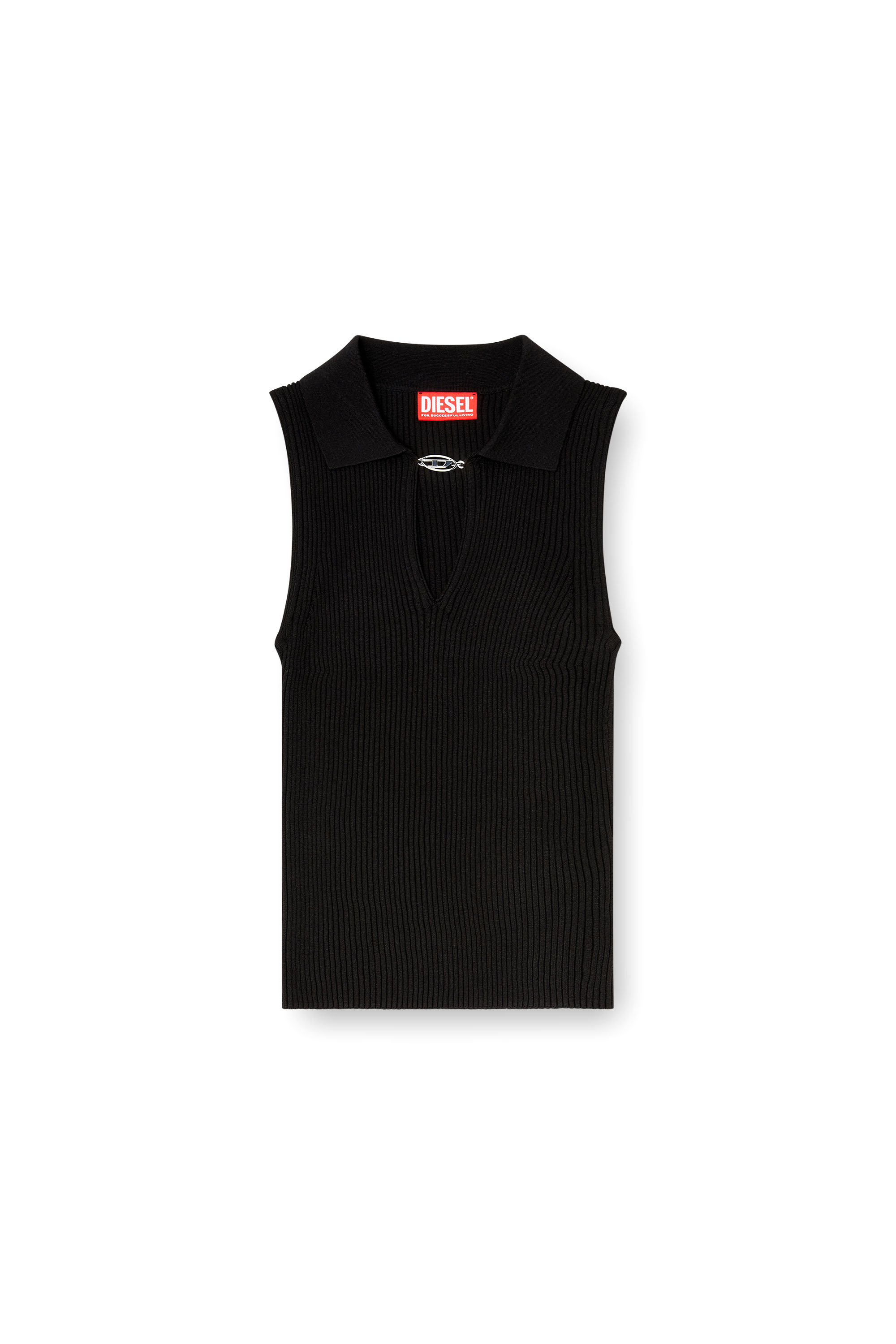 Diesel - M-LILITA, Polo sans manches en maille c&ocirc;tel&eacute;e, m&eacute;lange de soie Femme in ToBeDefined - 3