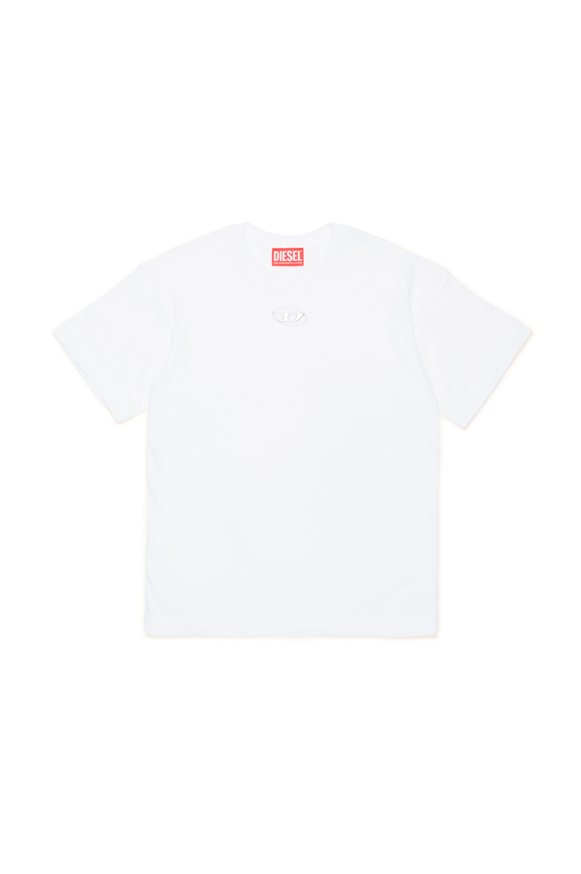 Diesel - TMARCUS OVER, Homme T-shirt avec logo Oval D métallisé in Blanc - Image 1