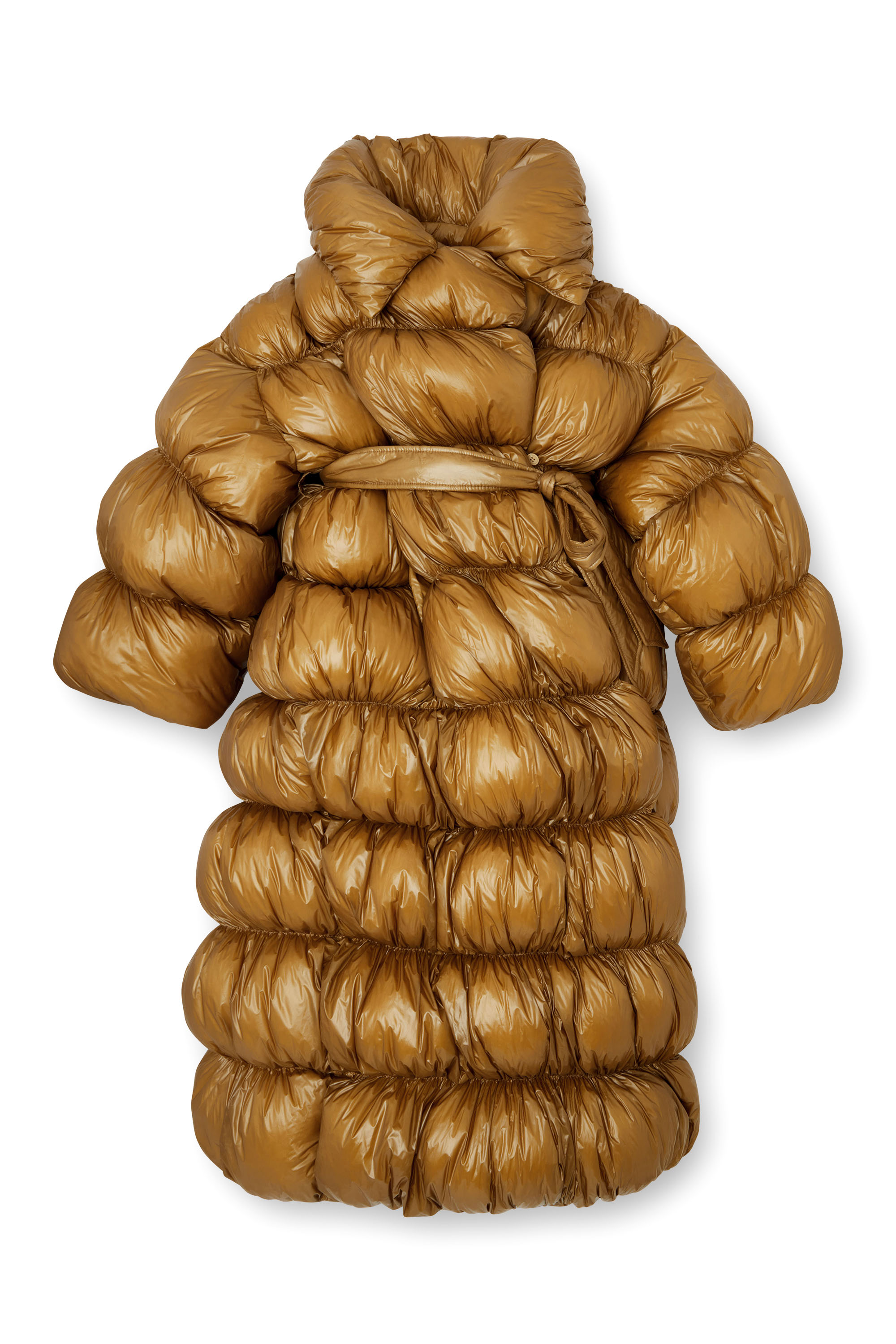 Diesel - W-INONA-LONG, Woman's Quilted down coat with belt in Brown - 2