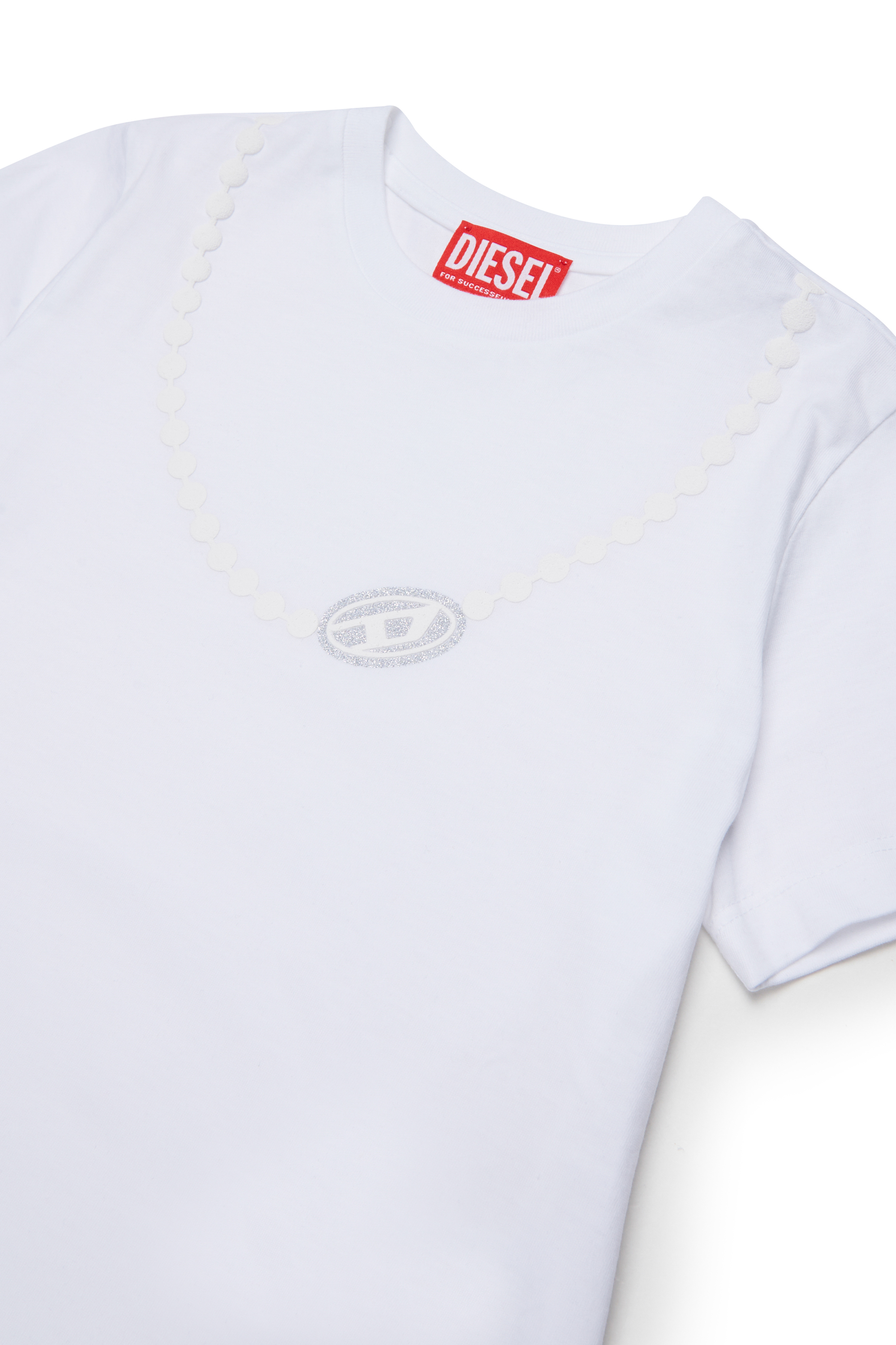 Diesel - TICLA, T-shirt en coton avec imprim&eacute; collier Femme in Blanc - 3