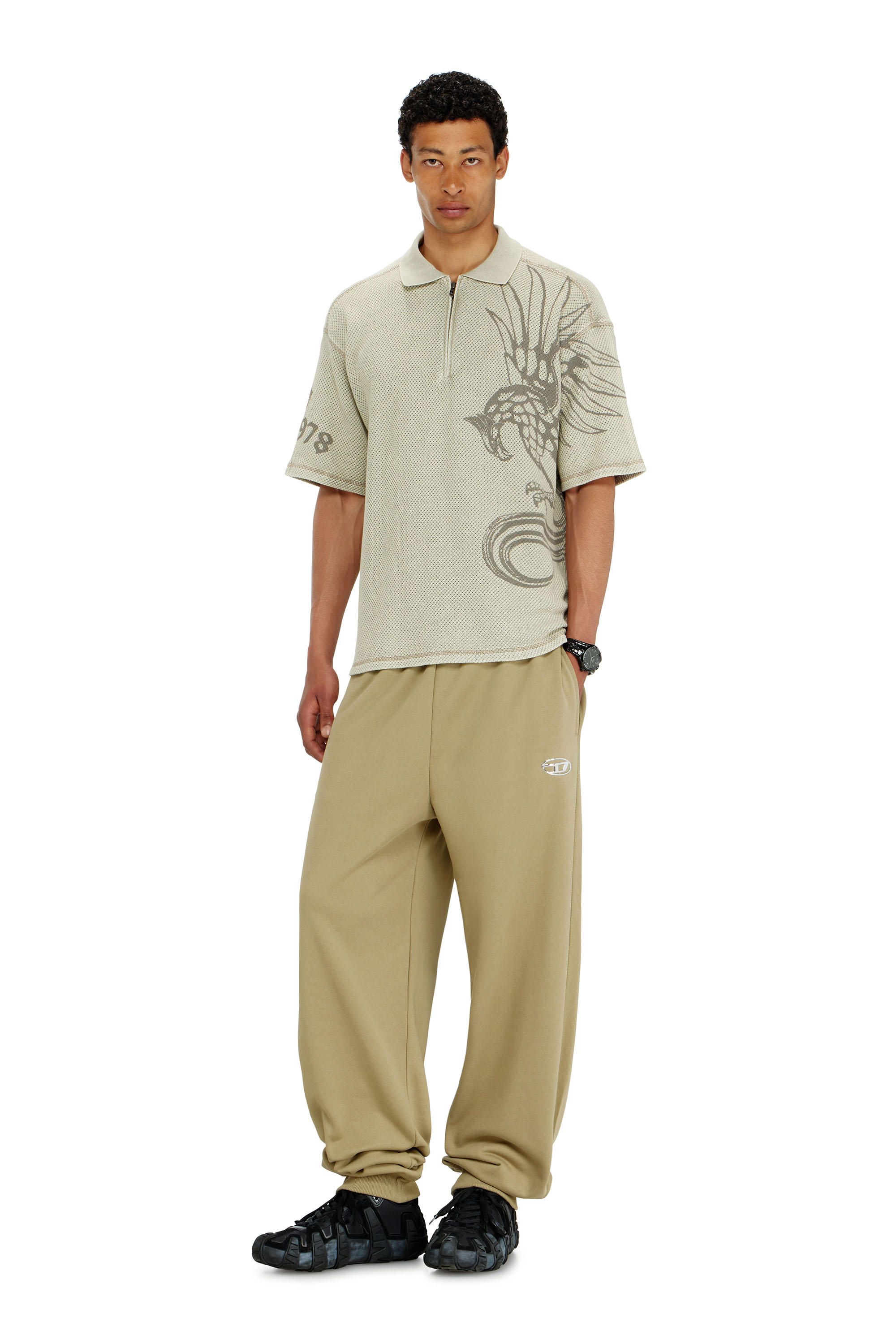 Diesel - P-MARKY-IOD, Pantalon en coton avec Oval D m&eacute;tallique Homme in Beige - 1