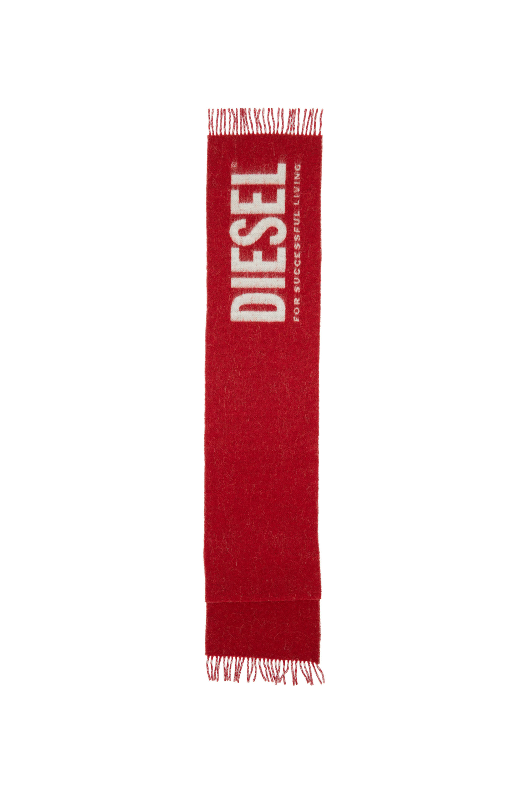 Diesel - S-KOTT, Écharpe bicolore avec maxi logo Homme in Rouge - 4