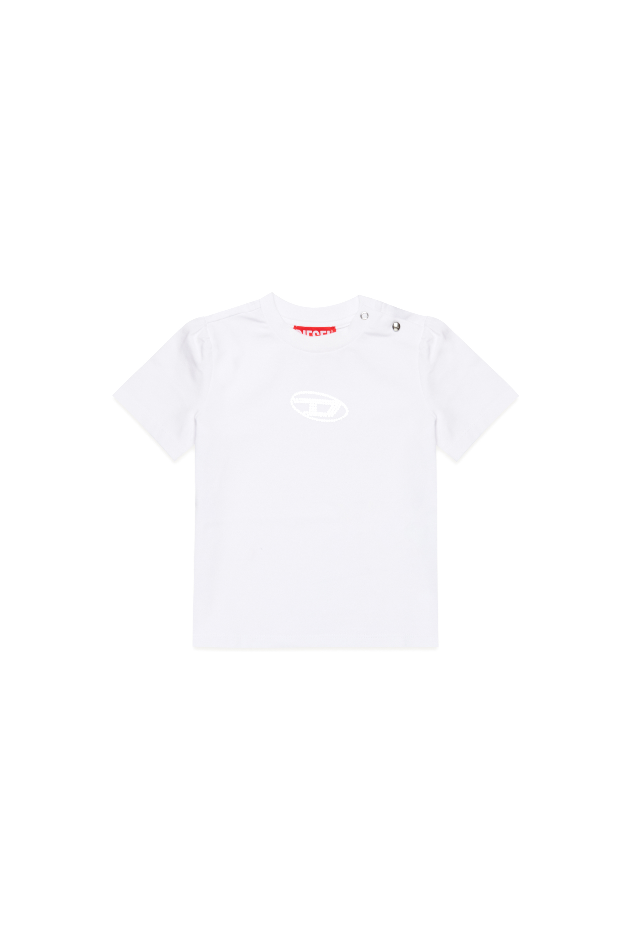 Diesel - TCIRTAB, Femme T-shirt avec logo Oval D en cristal in Blanc - Image 1